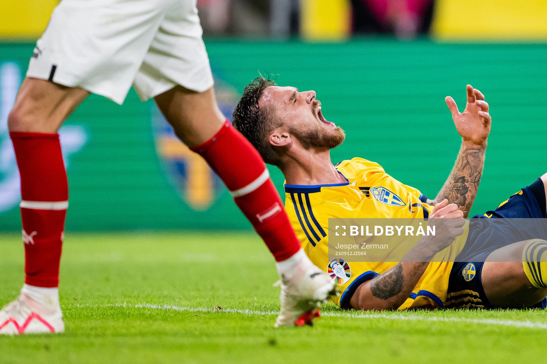 Linus Wahlqvist Egnell of Sweden reacts