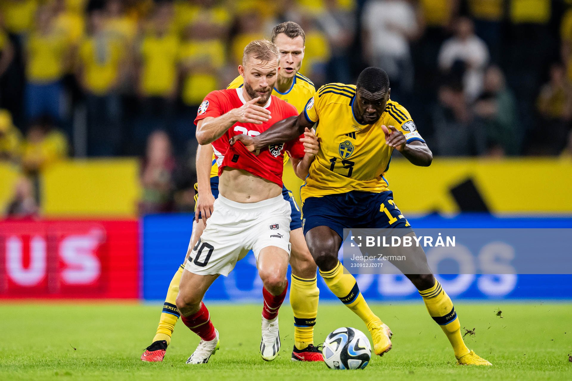 Konrad Laimer of Austria and Viktor Claesson and Ken Sema
