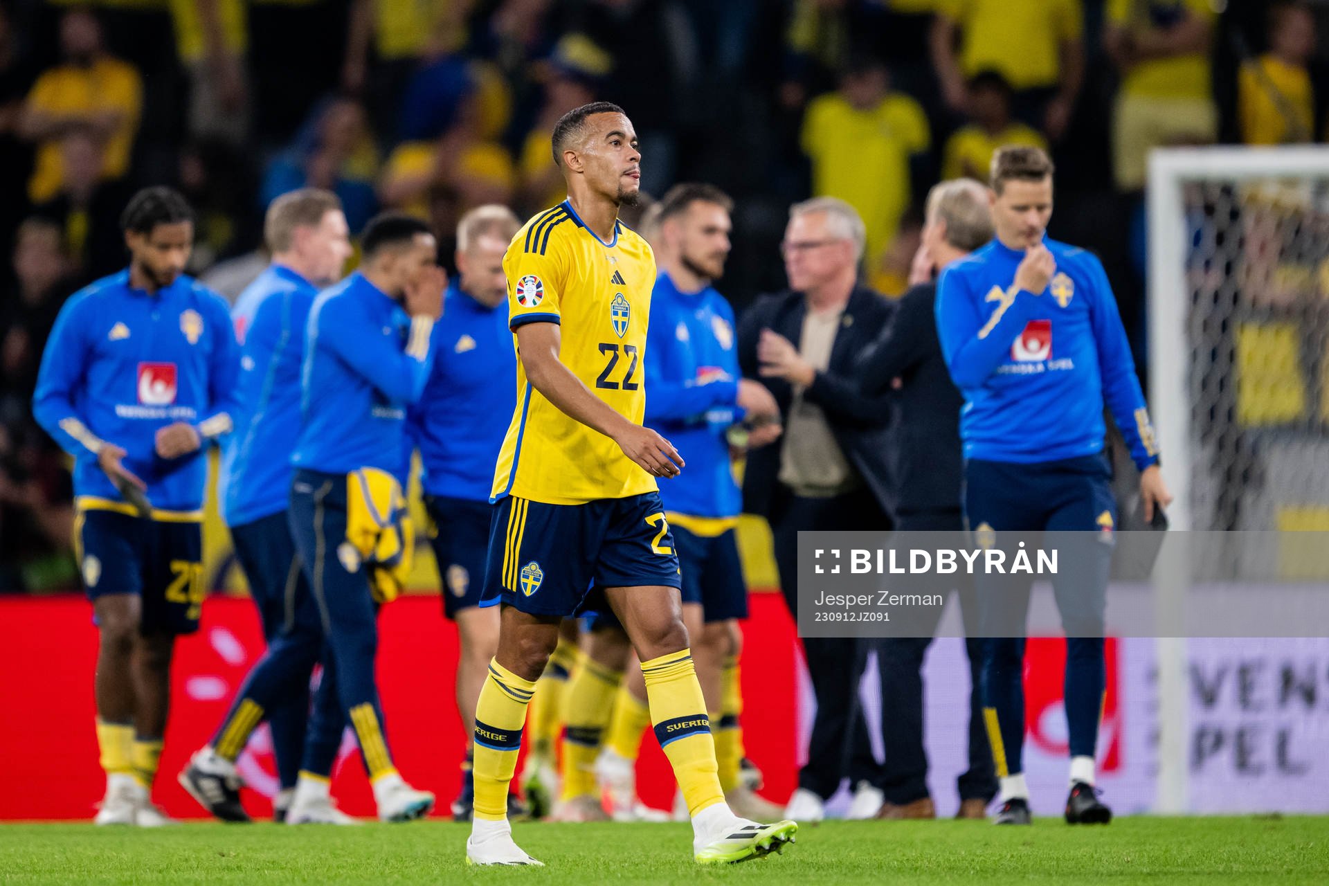 Robin Quaison of Sweden looks dejected