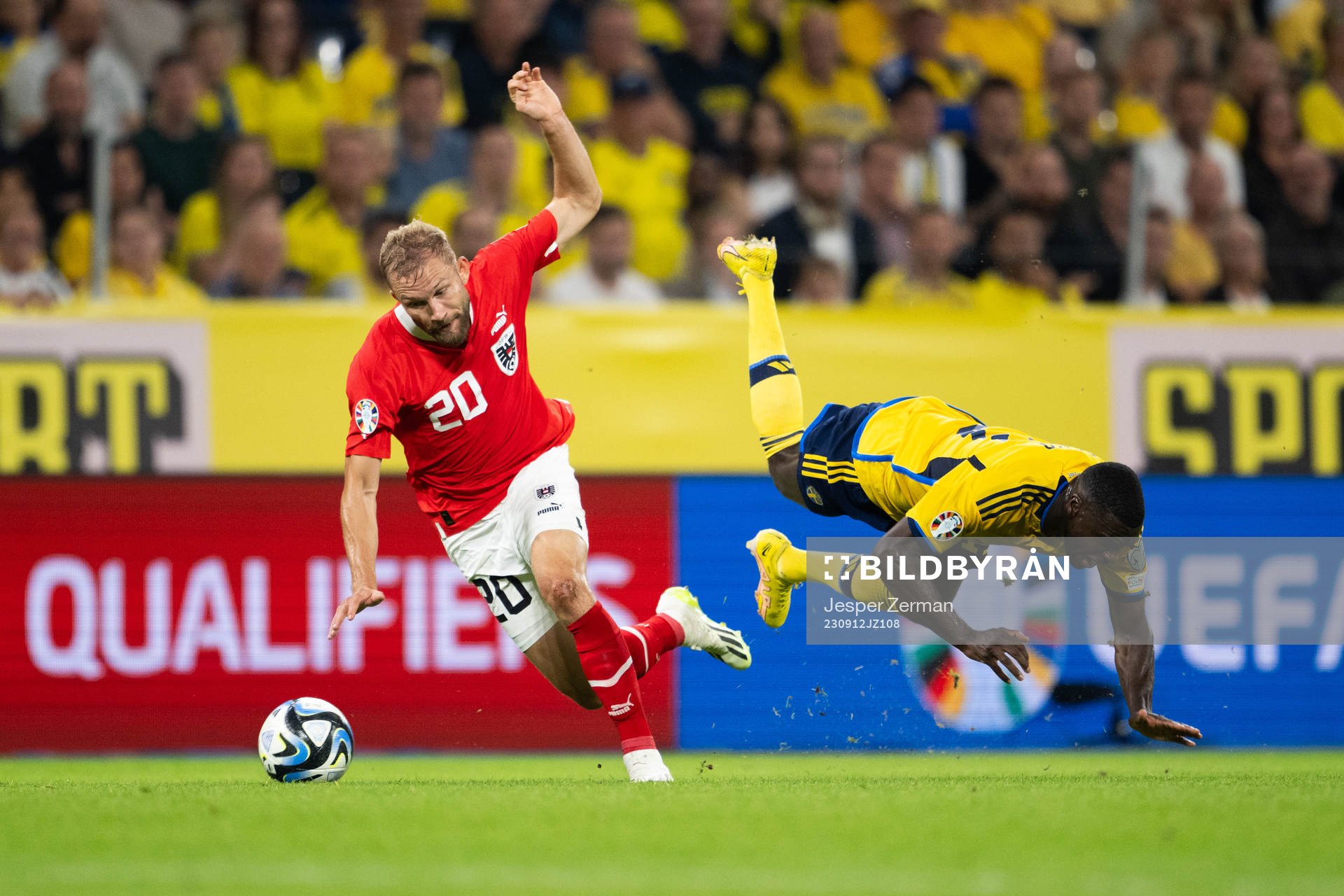 Konrad Laimer of Austria and Ken Sema of Sweden