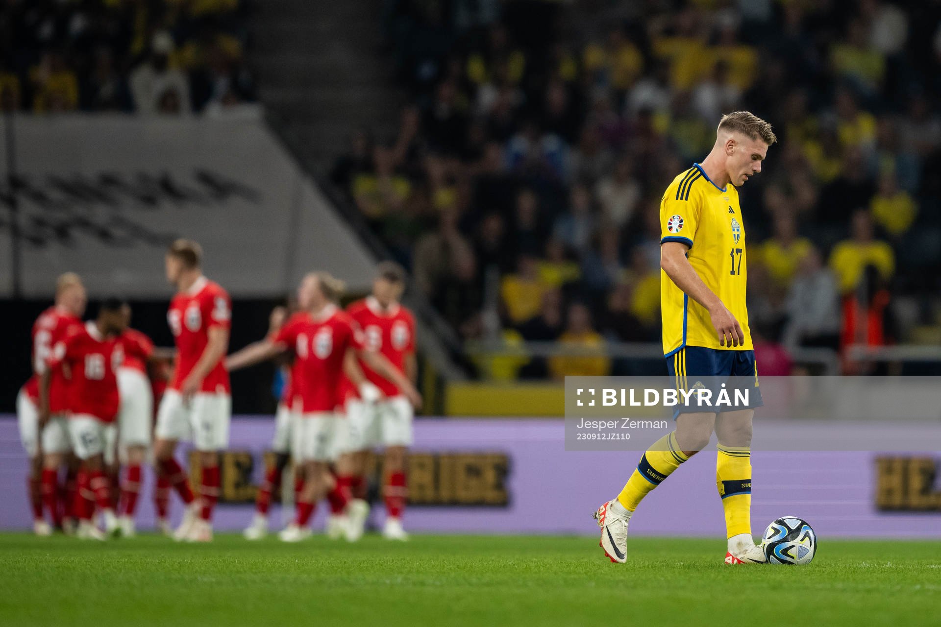 Viktor Gyökeres of Sweden looks dejected