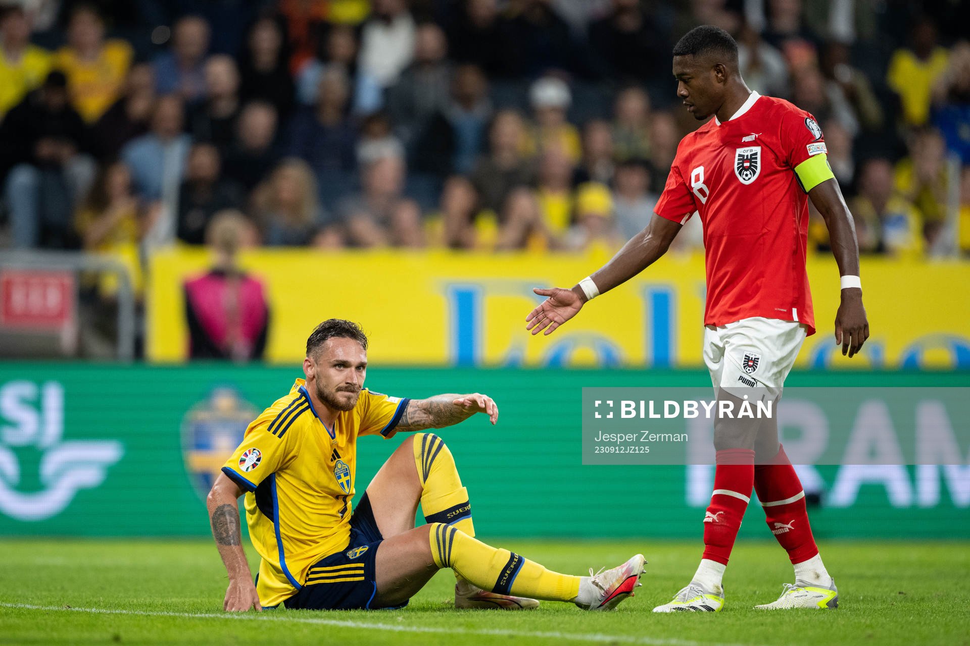 Linus Wahlqvist Egnell of Sweden and David Alaba of Austria