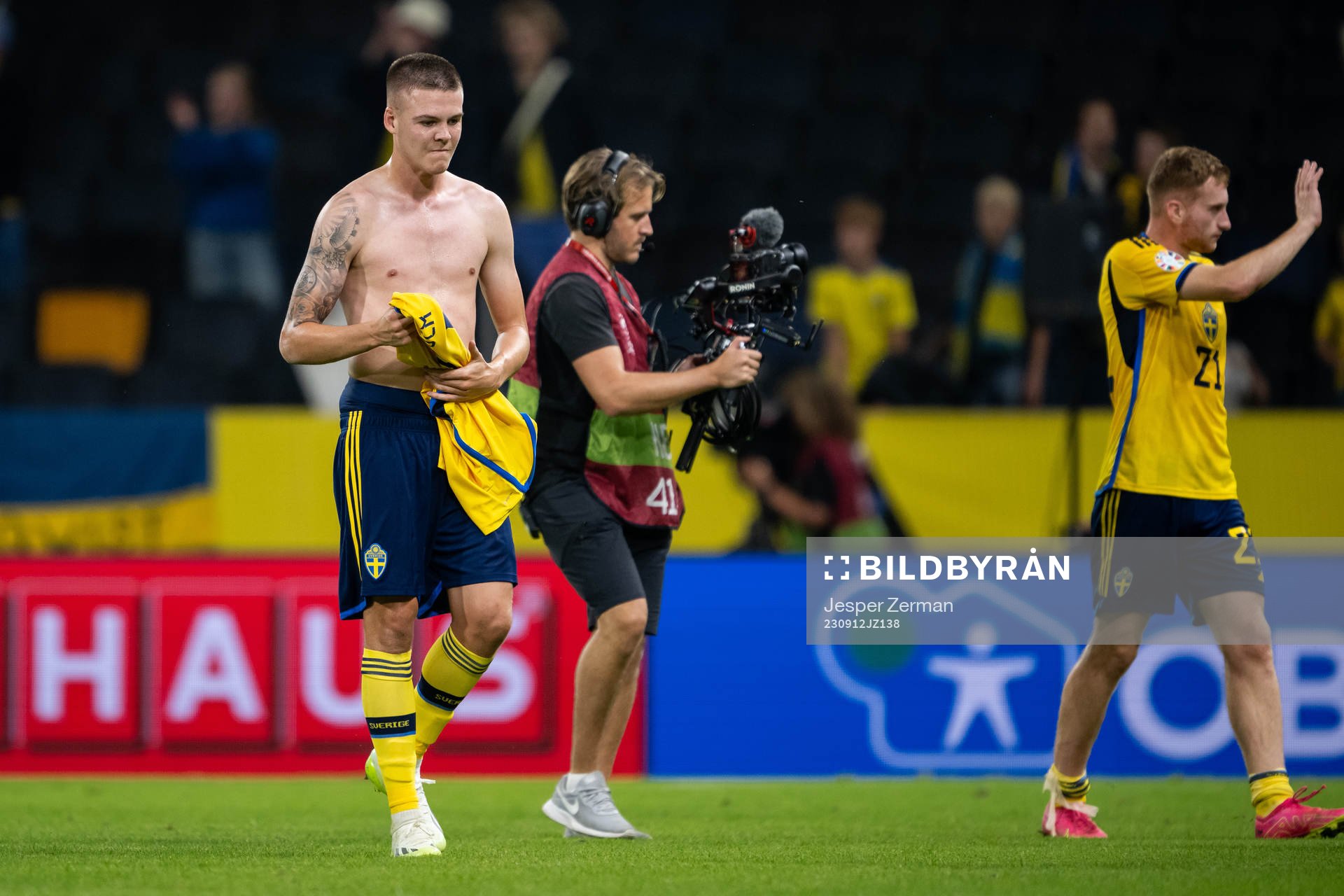 Emil Holm of Sweden looks dejected