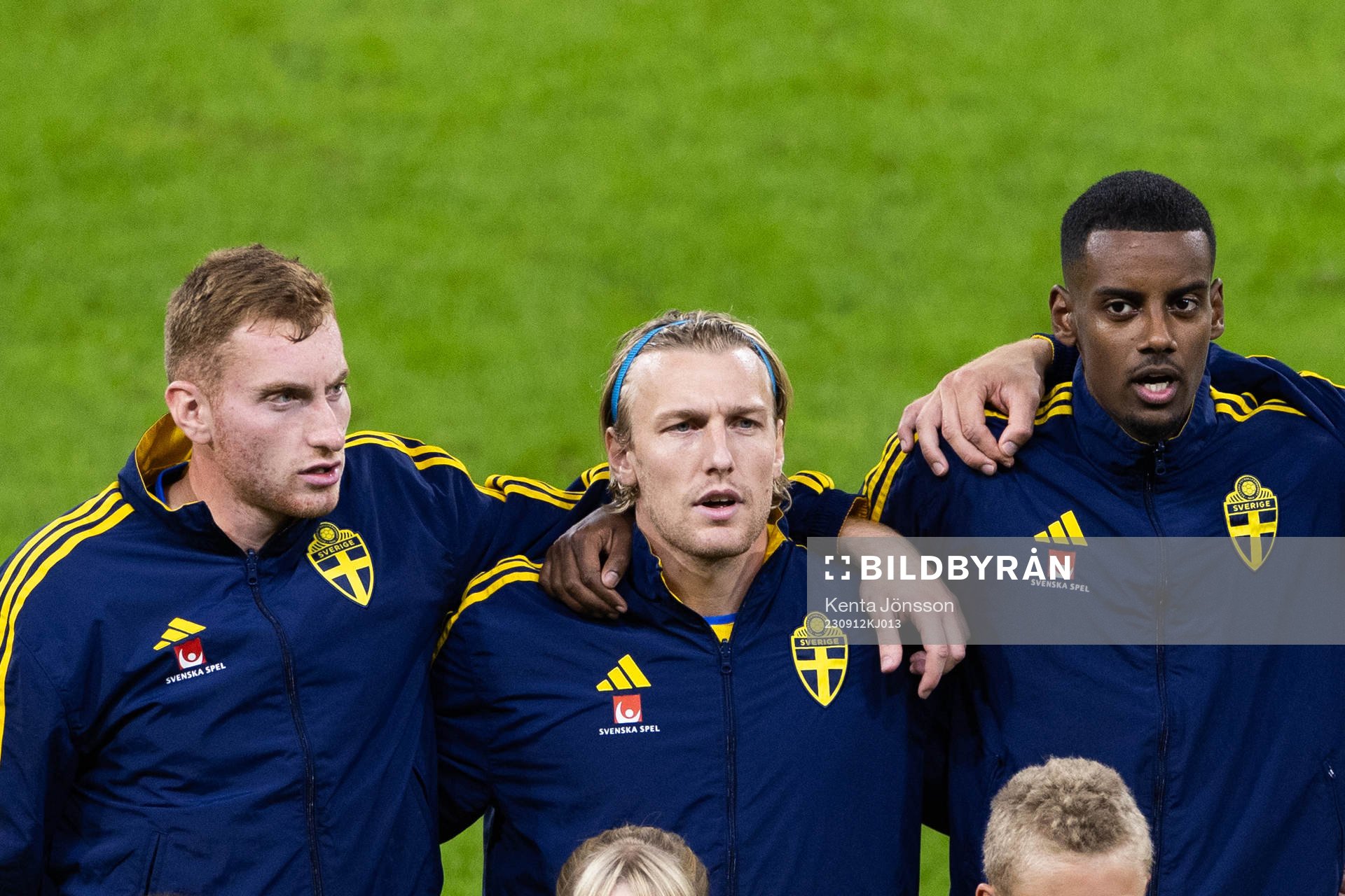 Dejan Kulusevski, Emil Forsberg and Alexander Isak of Sweden