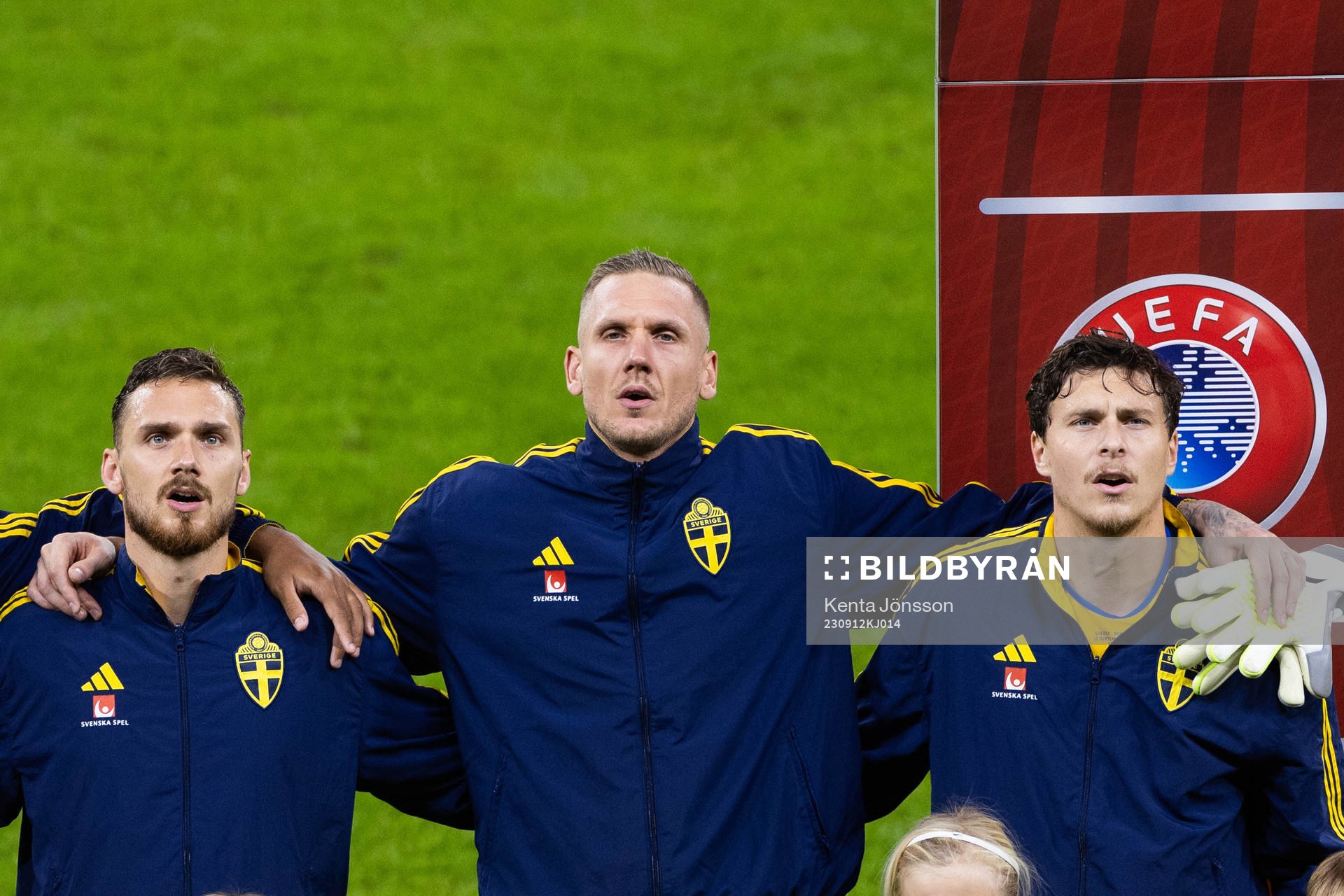 Linus Wahlqvist Egnell, goalkeeper Robin Olsen and Victor