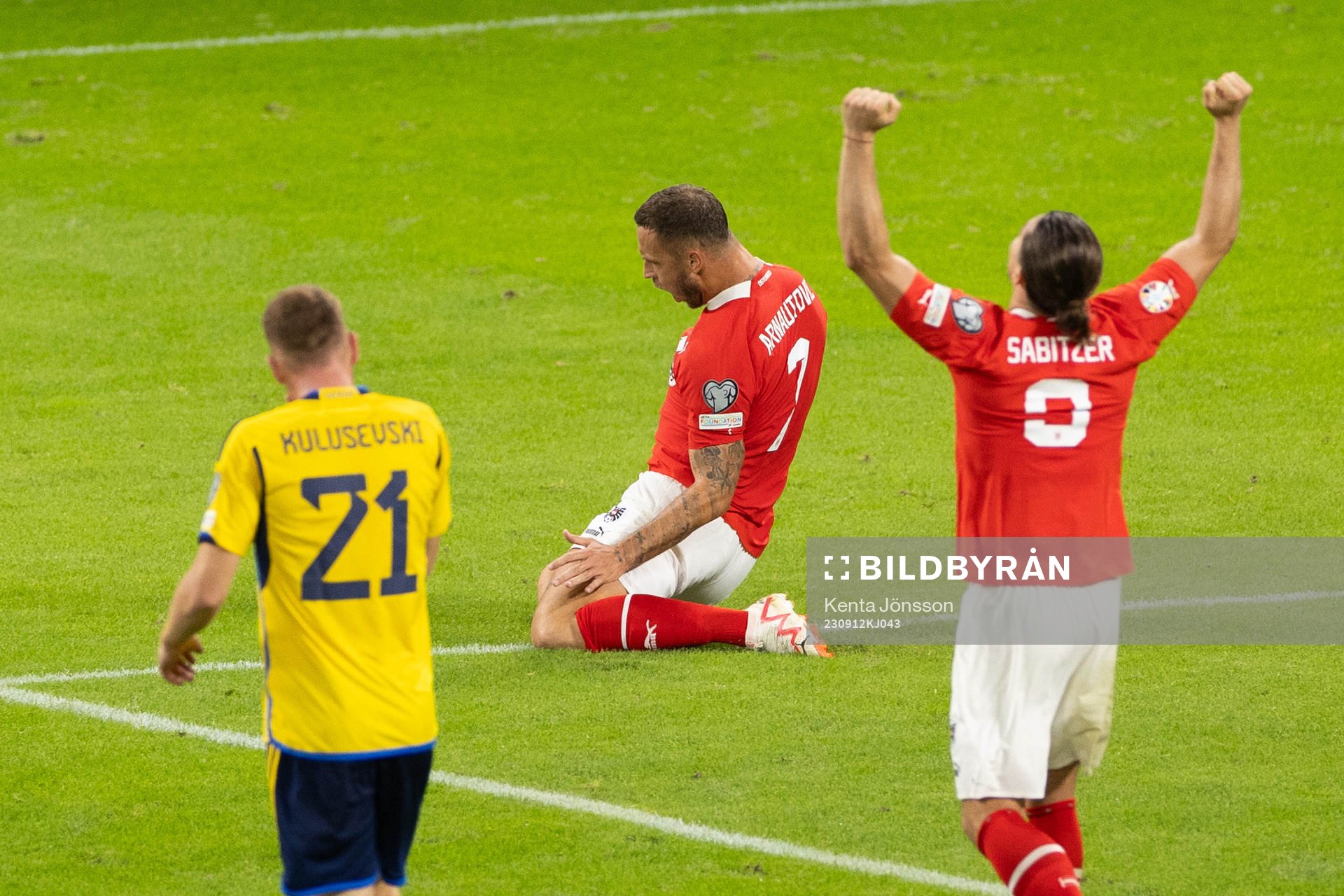 Marko Arnautovic of Austria celebrates