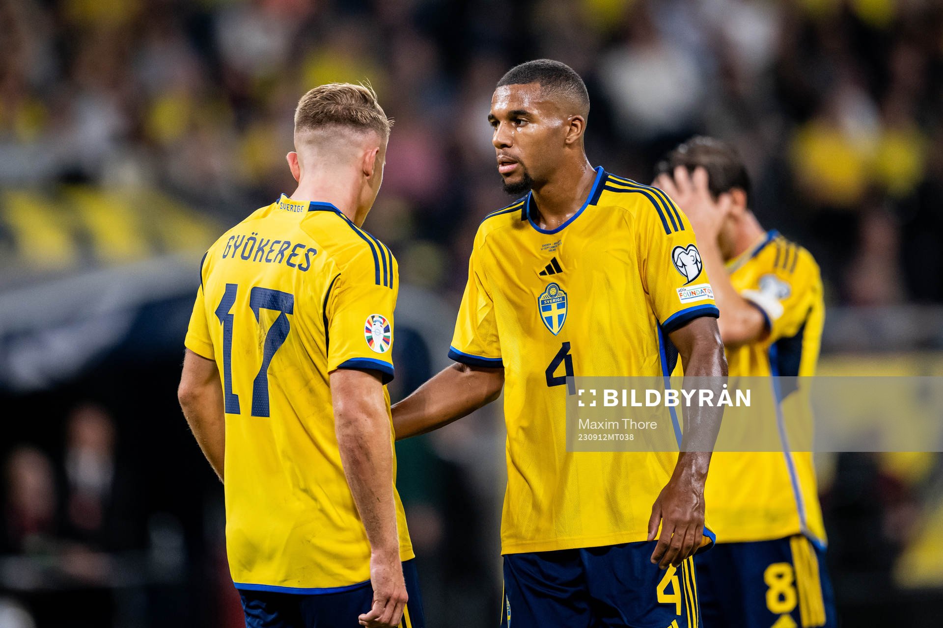 Viktor Gyökeres and Isak Hien of Sweden