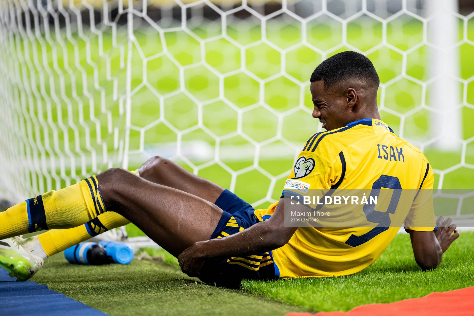 Alexander Isak of Sweden in pain