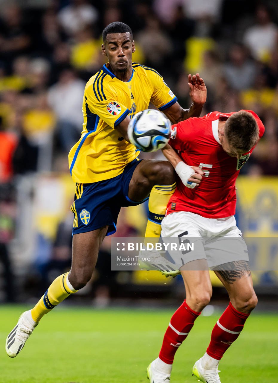 Alexander Isak of Sweden and Stefan Posch of Austria