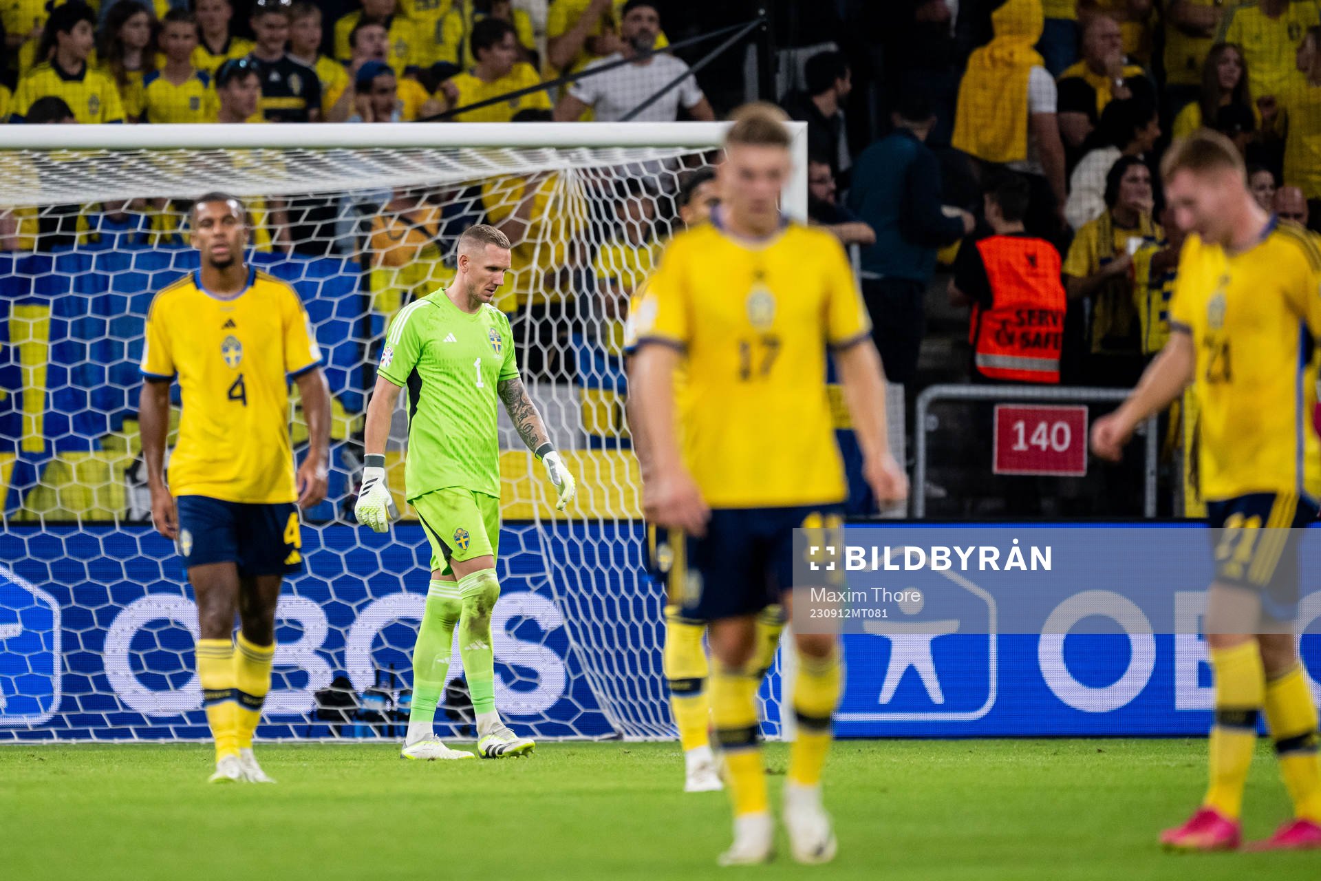 Goalkeeper Robin Olsen of Sweden looks dejected