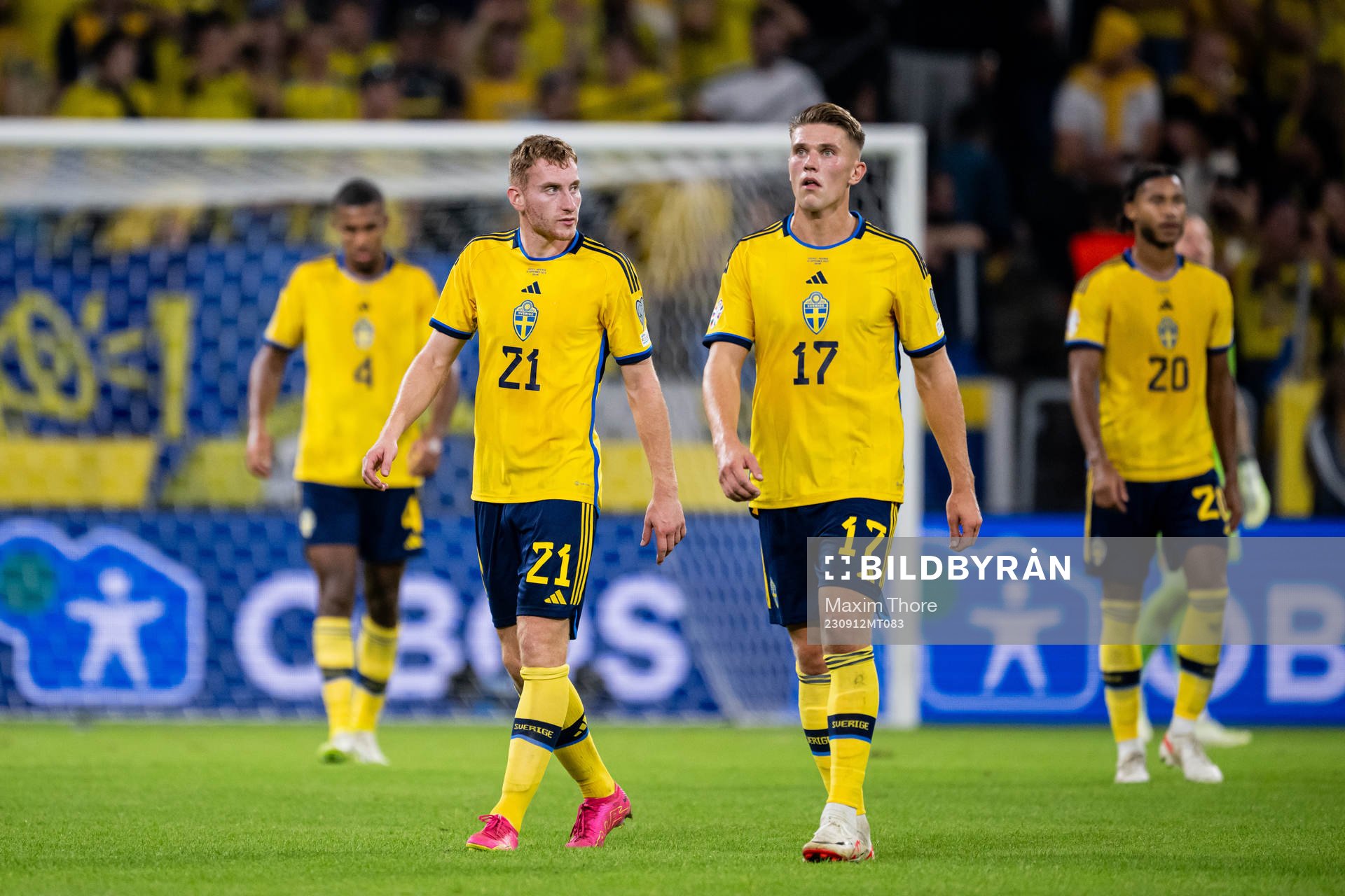 Dejan Kulusevski and Viktor Gyökeres of Sweden looks