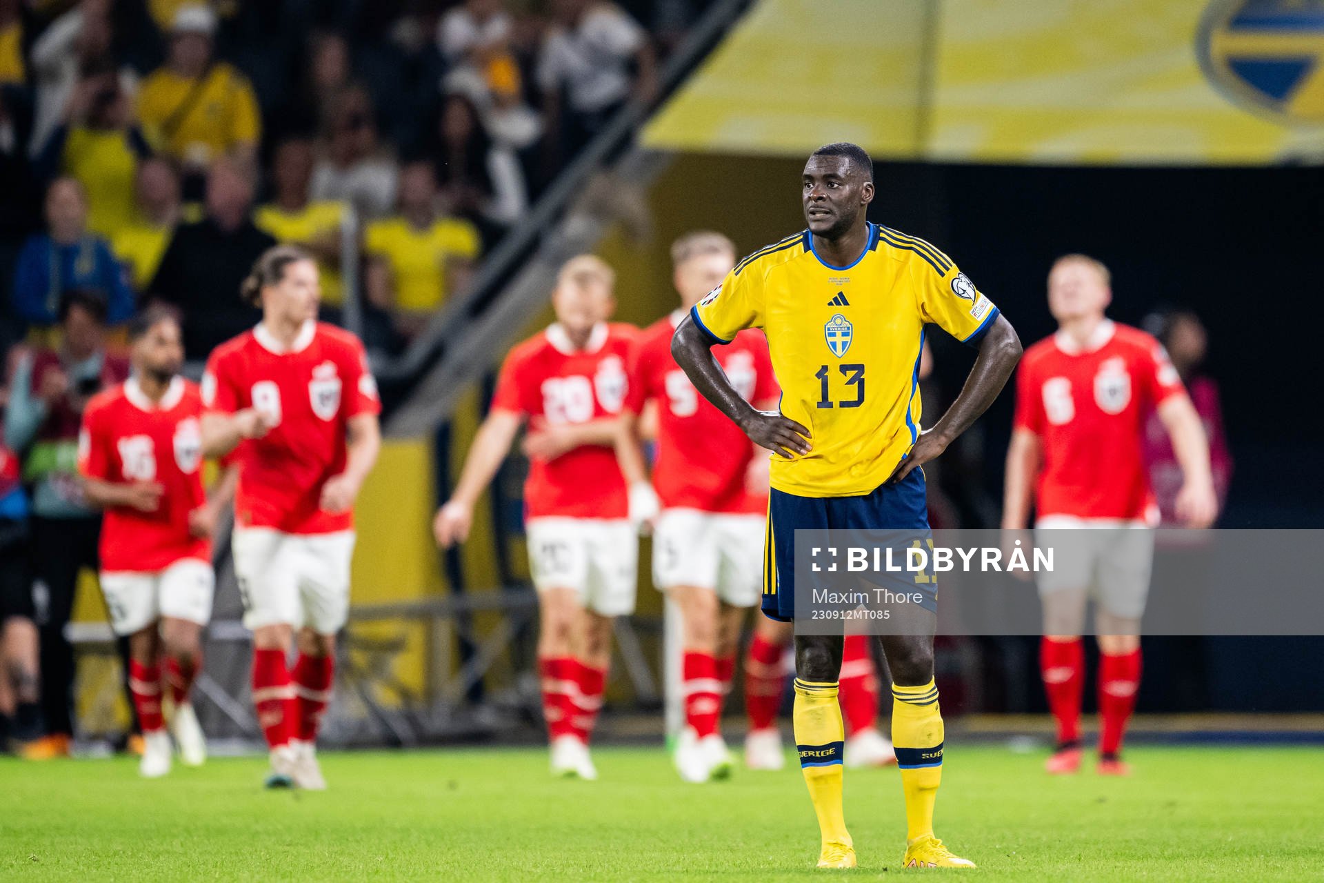 Ken Sema of Sweden looks dejected