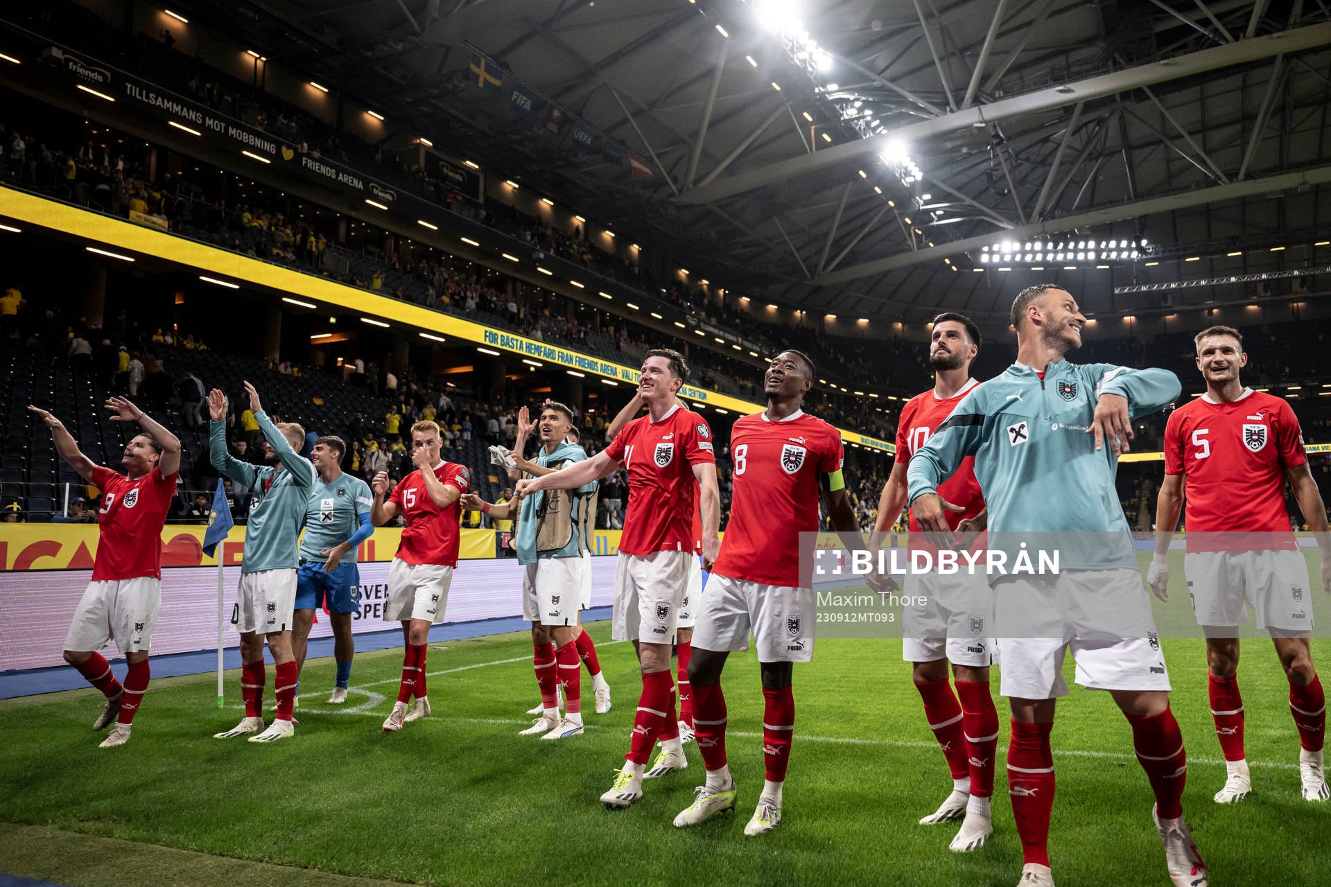 David Alaba of Austria celebrate with teamamtes
