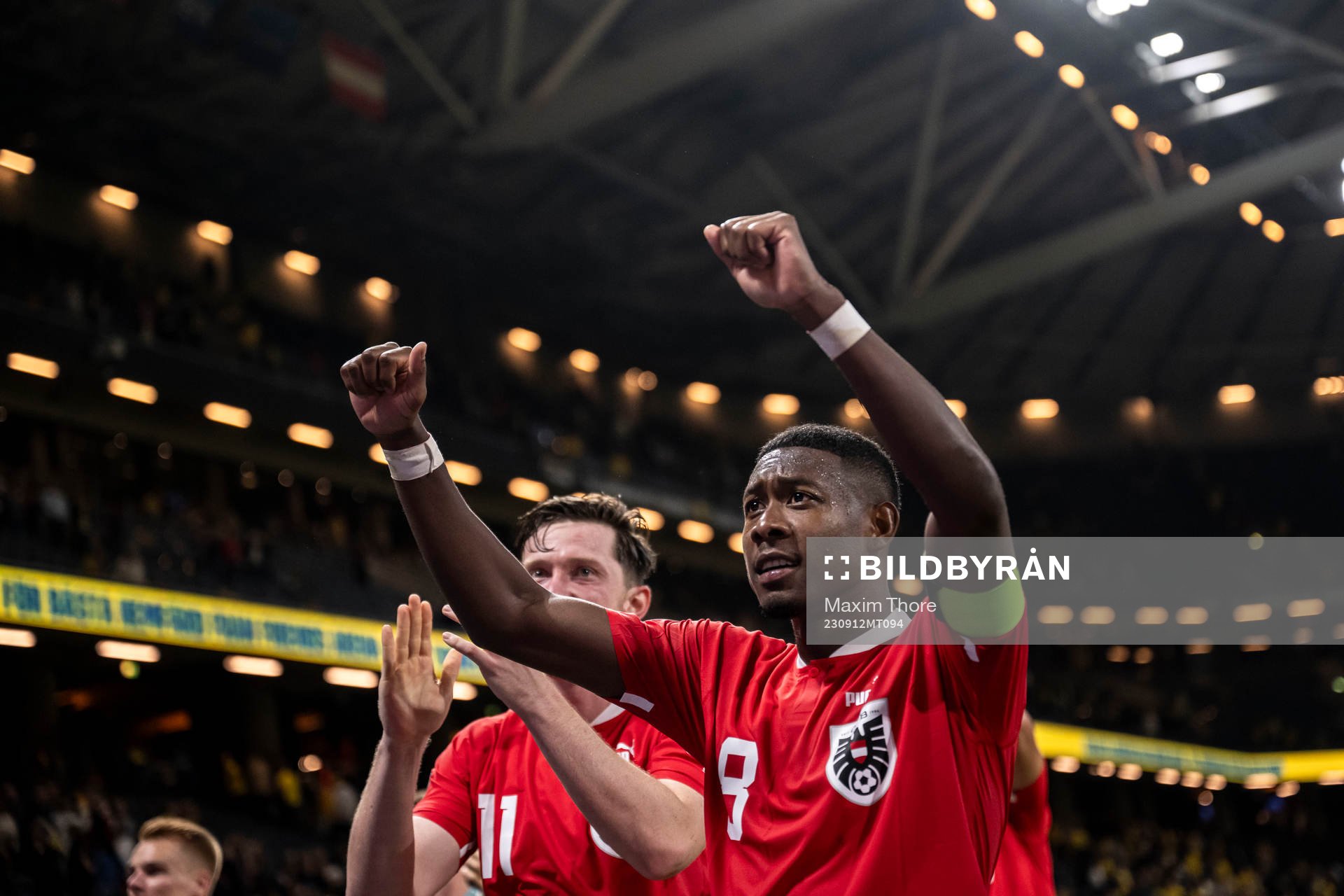 David Alaba of Austria celebrates