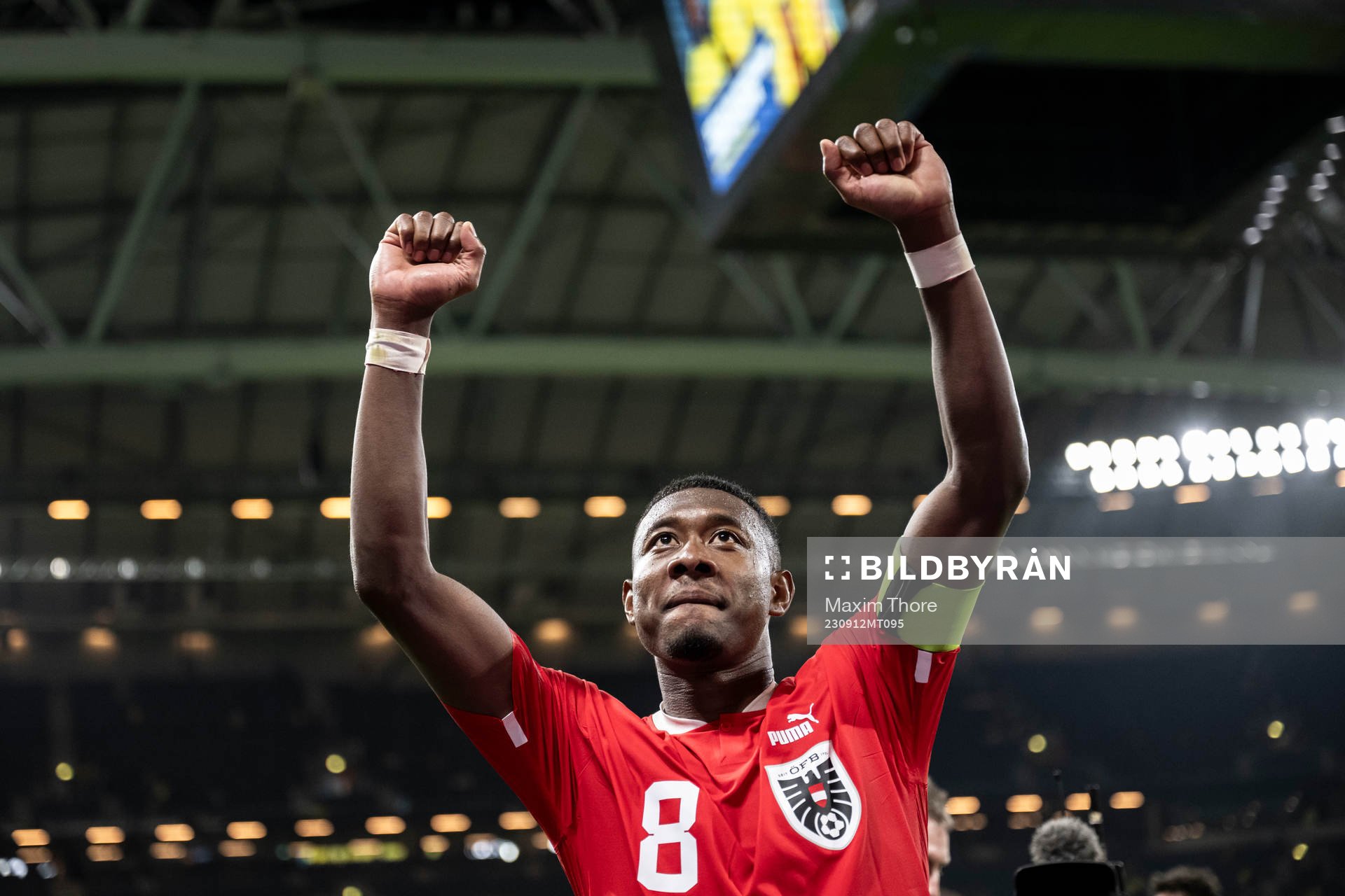 David Alaba of Austria celebrates