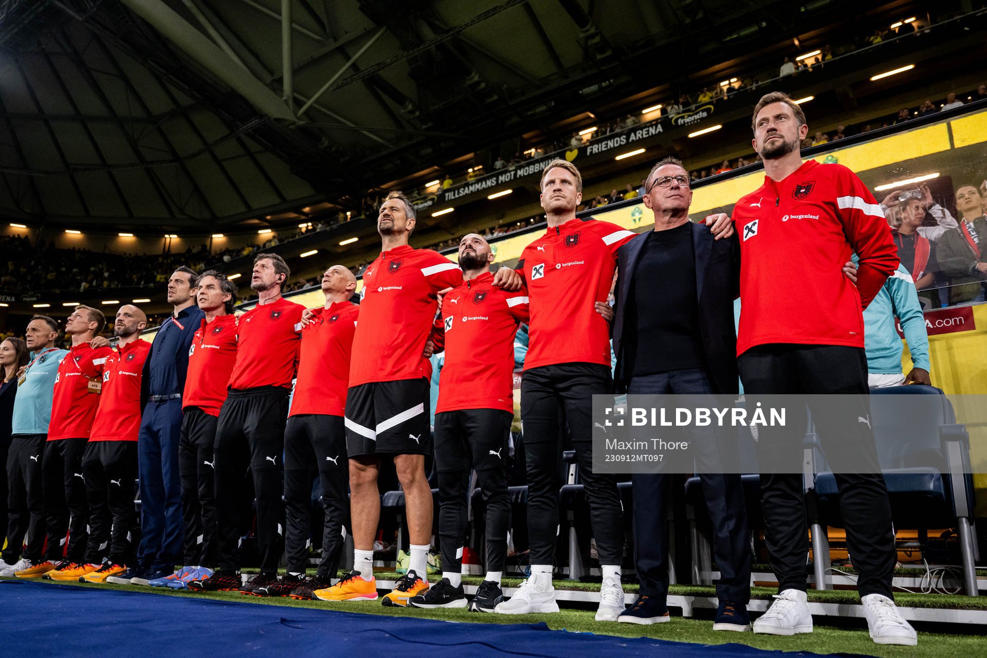 Head coach Ralf Rangnick of Austria during the UEFA Euro Qualifier football match between Sweden and Austria on September 12, 2023 in Stockholm.