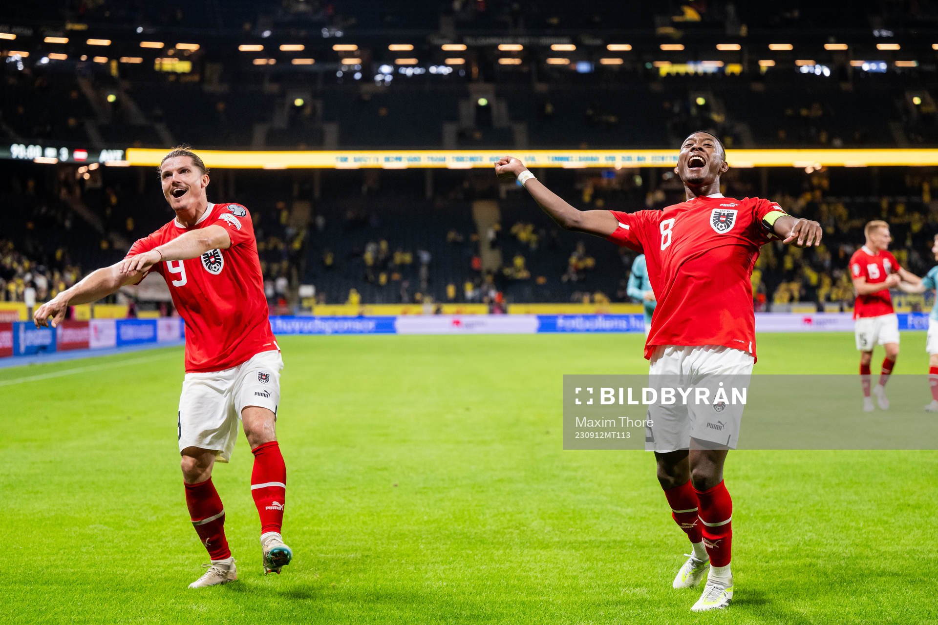 Marcel Sabitzer and David Alaba of Austria celebrate