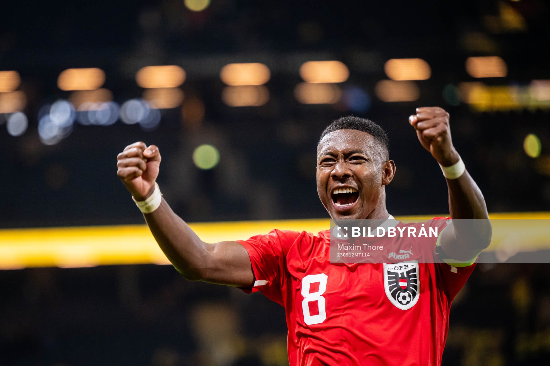 David Alaba of Austria celebrates