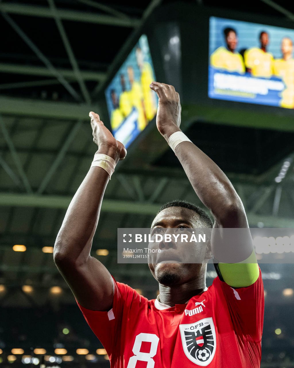 David Alaba of Austria celebrates