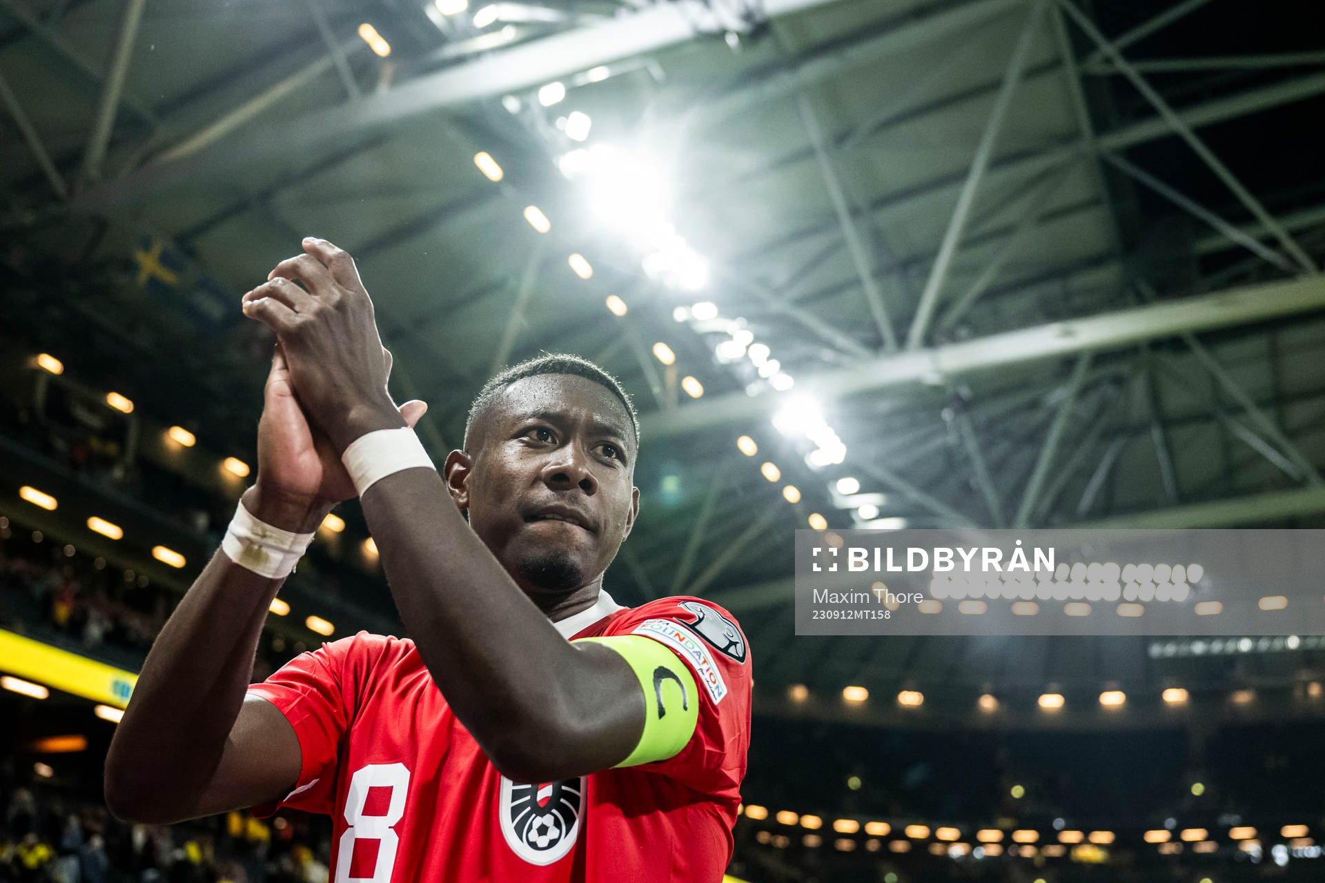 David Alaba of Austria celebrates
