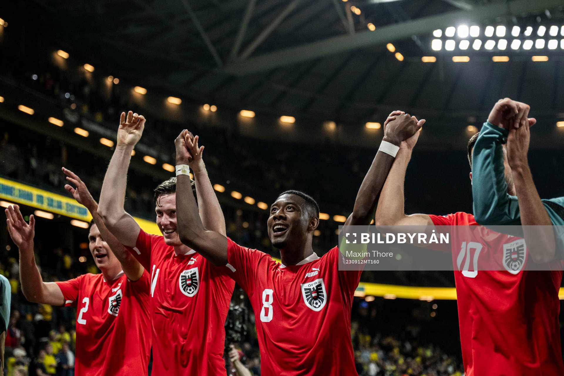 David Alaba of Austria celebrates