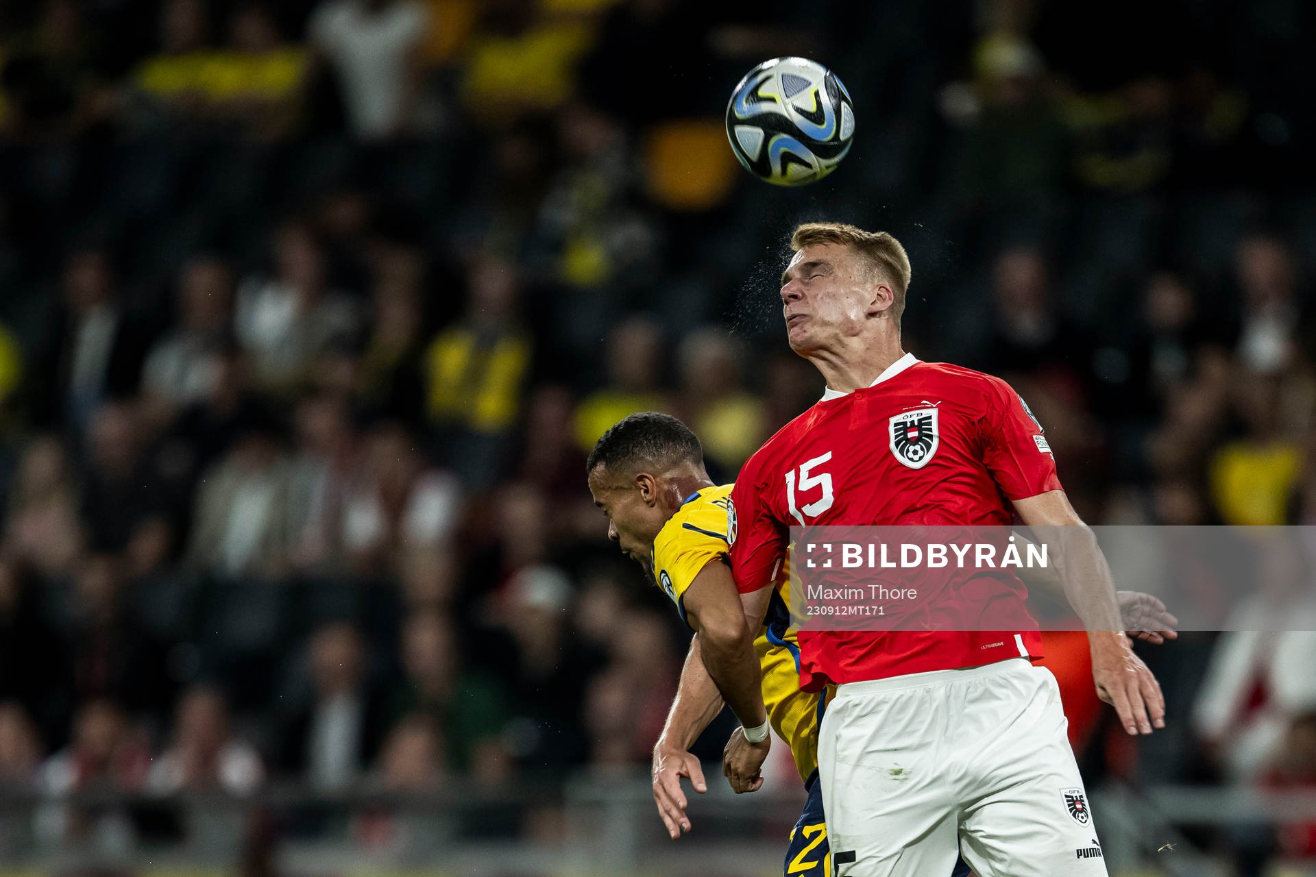 Robin Quaison of Sweden and Philipp Lienhart of Austria