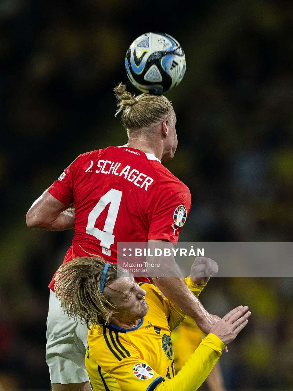 Emil Forsberg of Sweden and Xaver Schlager of Austria
