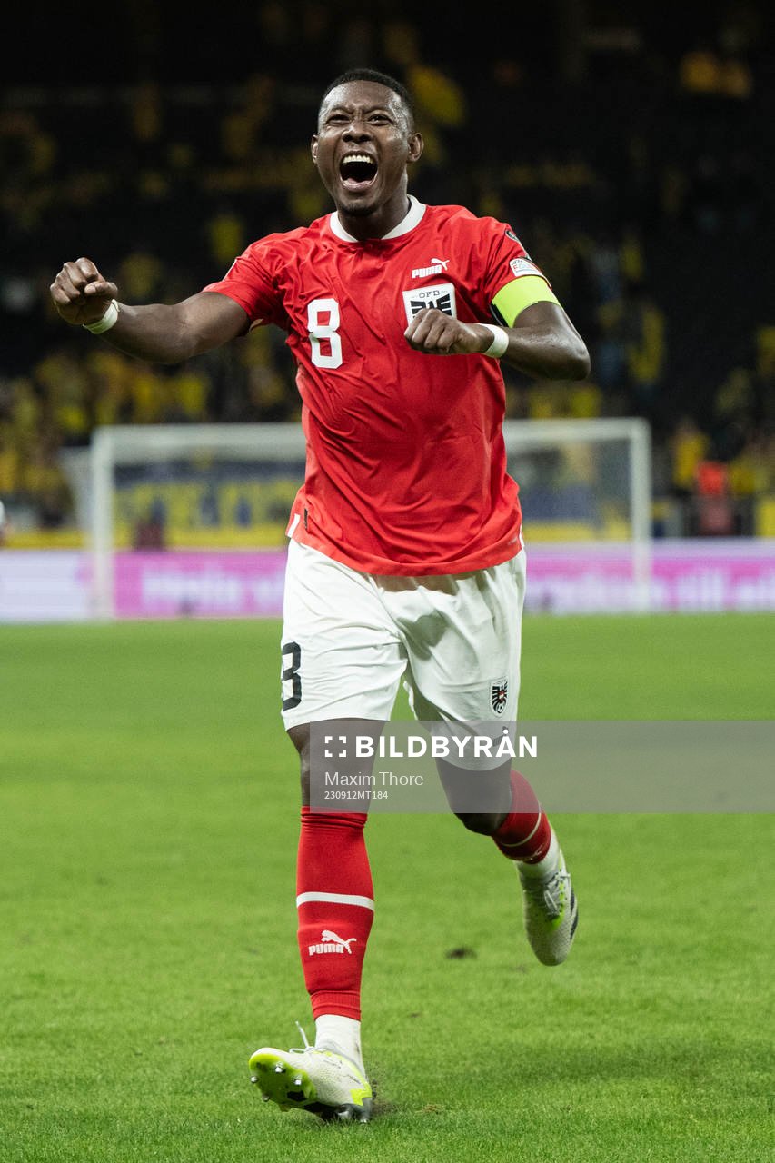 David Alaba of Austria celebrates