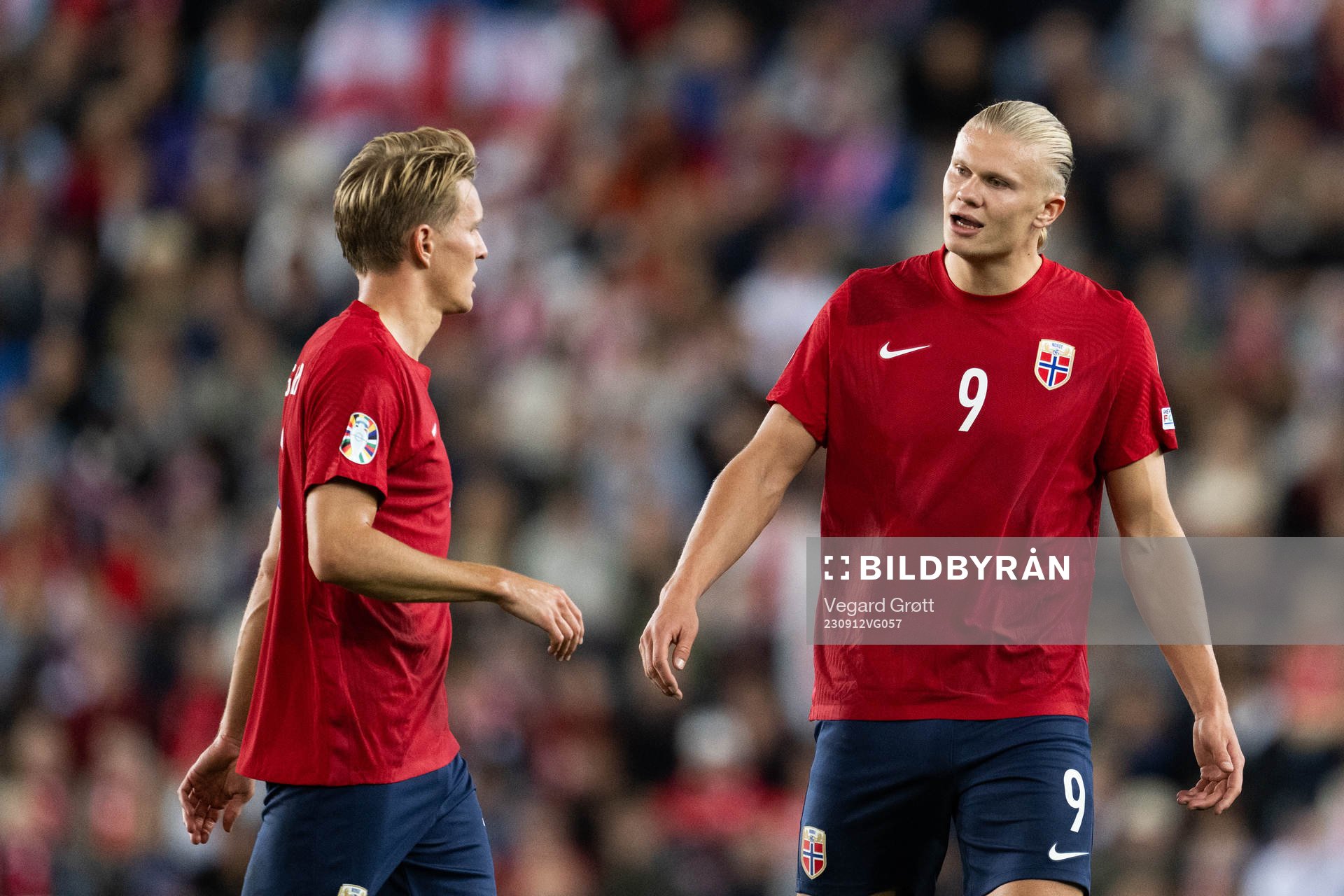 Martin Ødegaard and Erling Braut Haaland of Norway