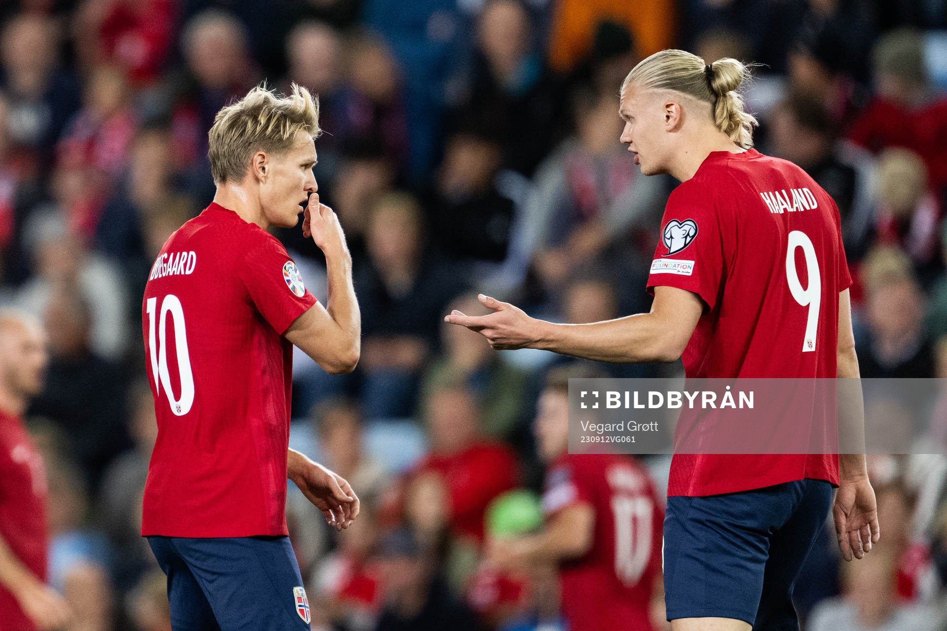 Martin Ødegaard and Erling Braut Haaland of Norway