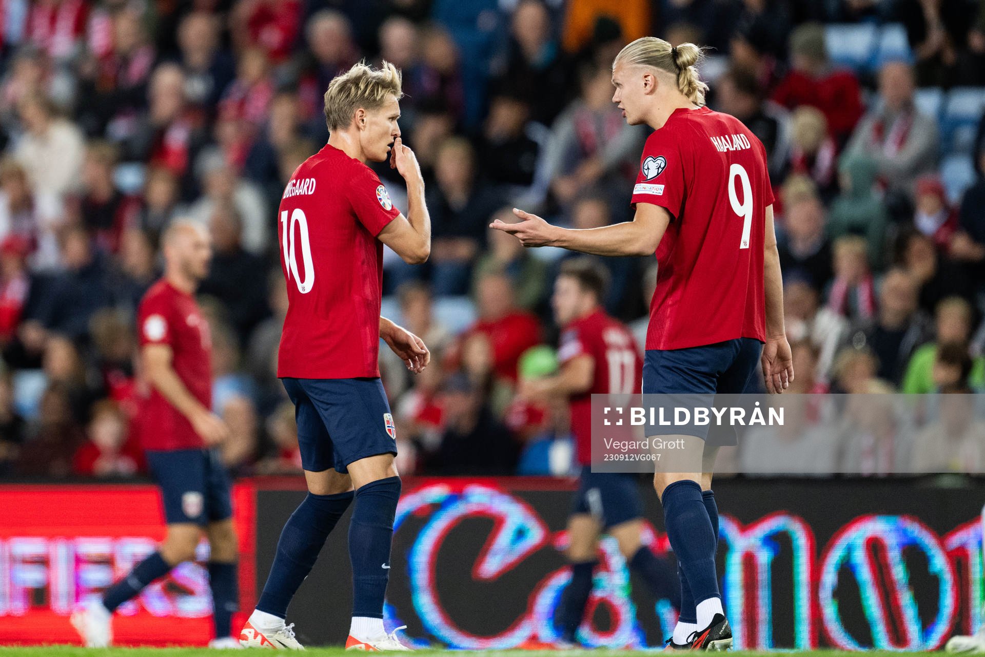 Martin Ødegaard and Erling Braut Haaland of Norway