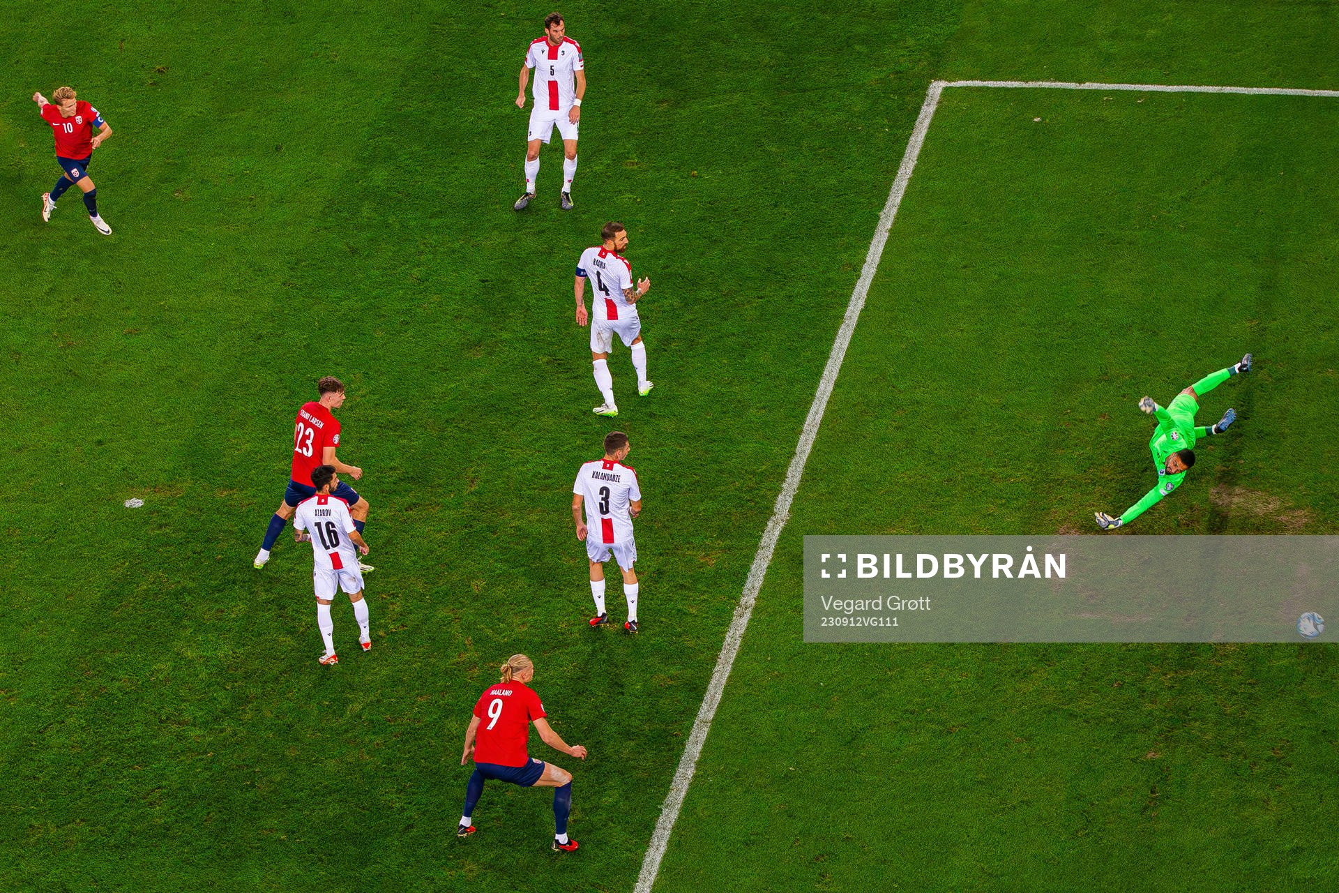 Martin Ødegaard of Norway scores 2-0 behind goalkeeper