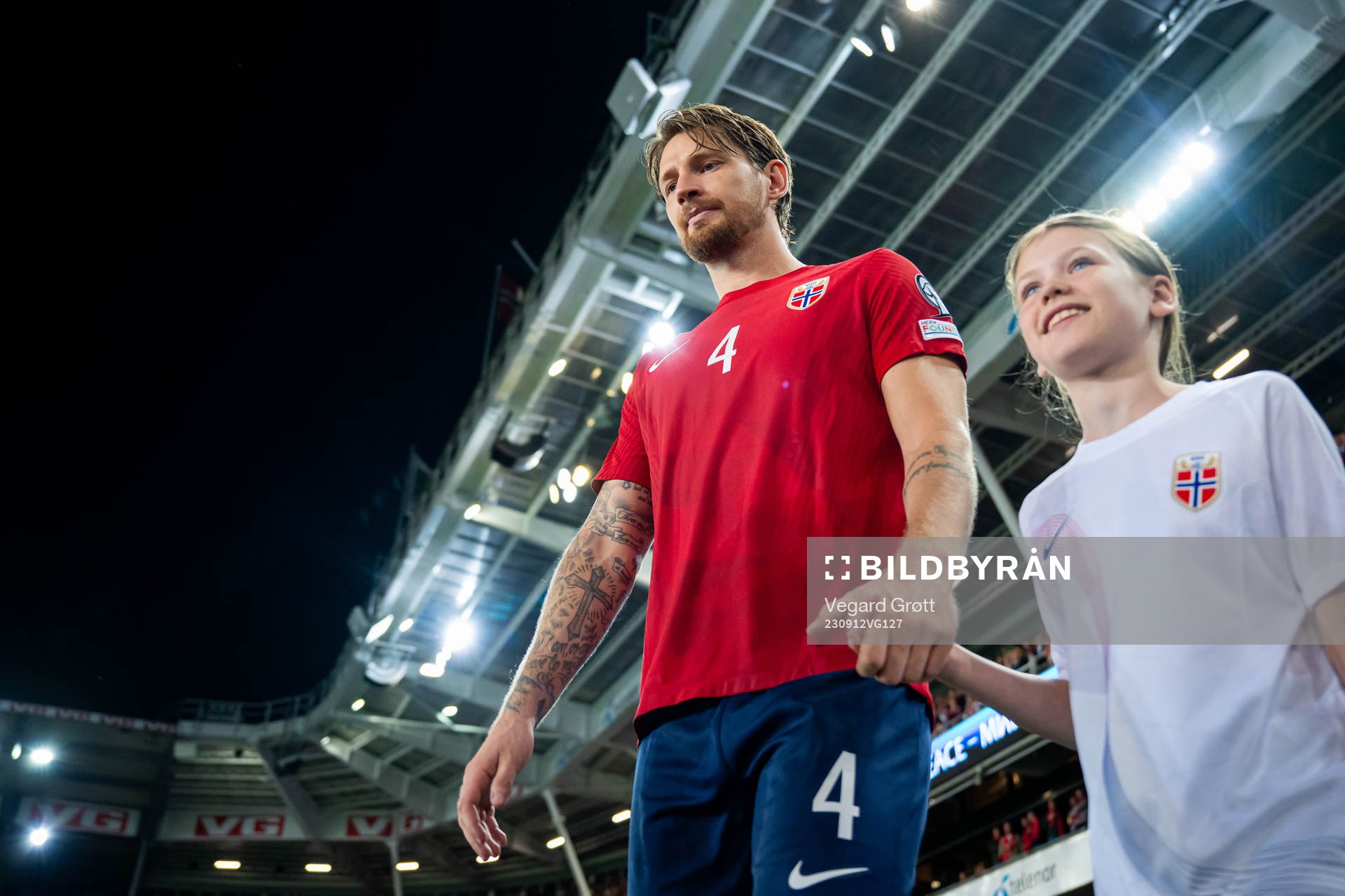 Stefan Strandberg of Norway enters the pitch