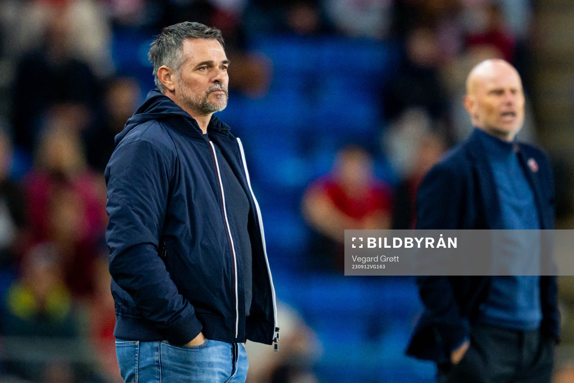 Head coach Willy Sagnol of Georgia during the UEFA Euro Qualifier football match between Norway and Georgia on September 12, 2023 in Oslo.