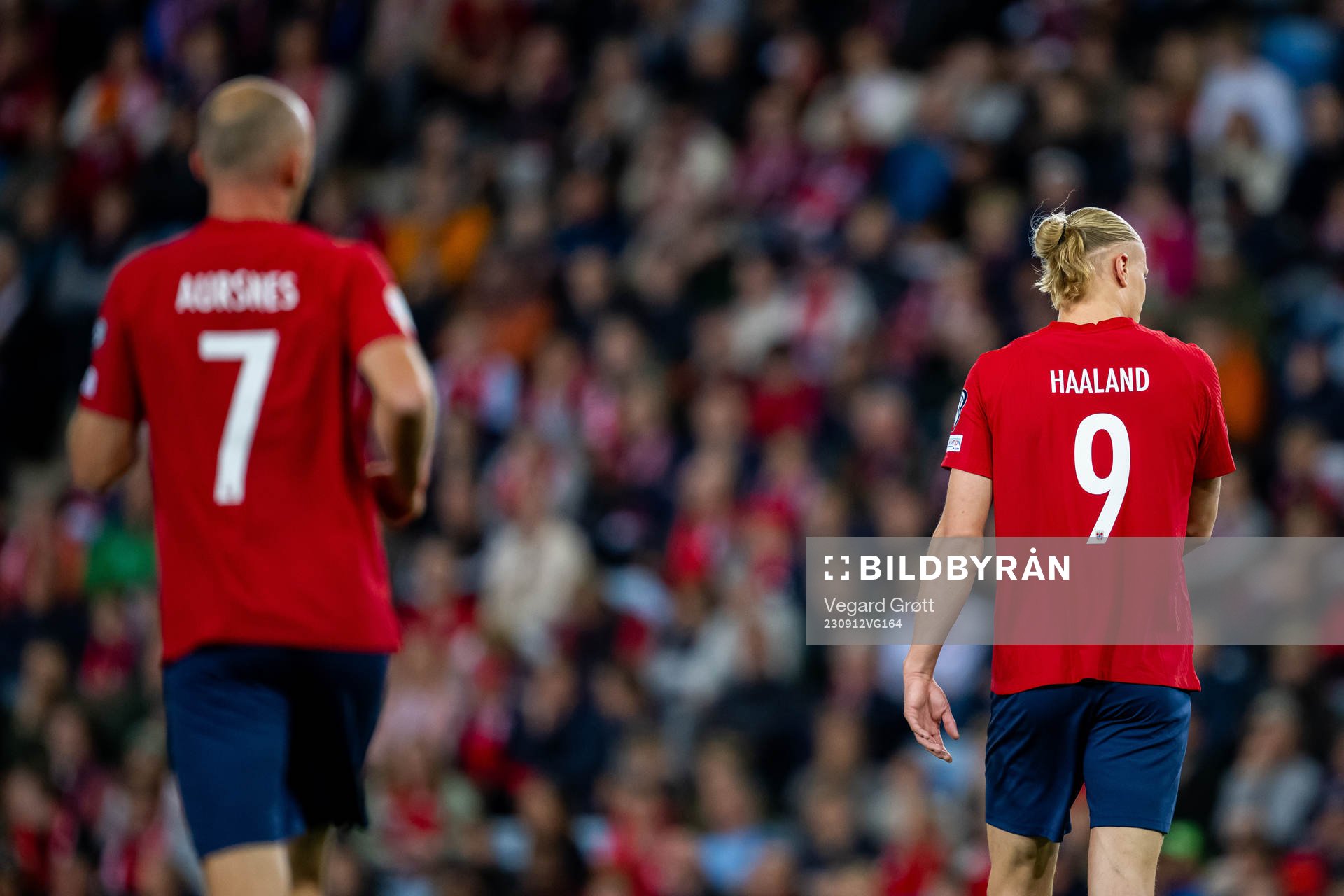 Fredrik Aursnes and Erling Braut Haaland of Norway