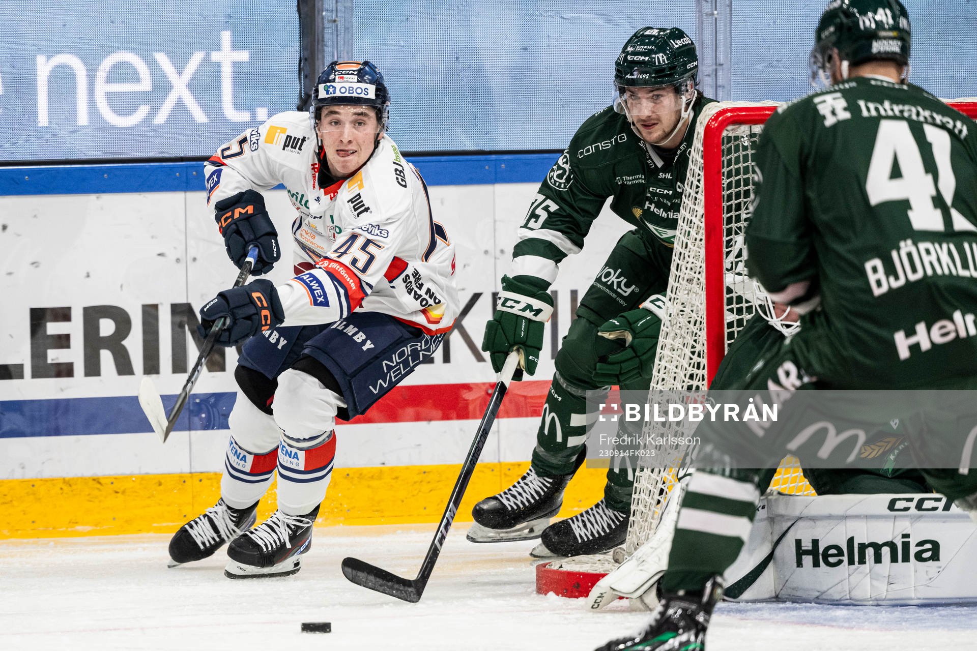 Växjös Noah Östlund och Färjestads Jeremy Salvas Groleau