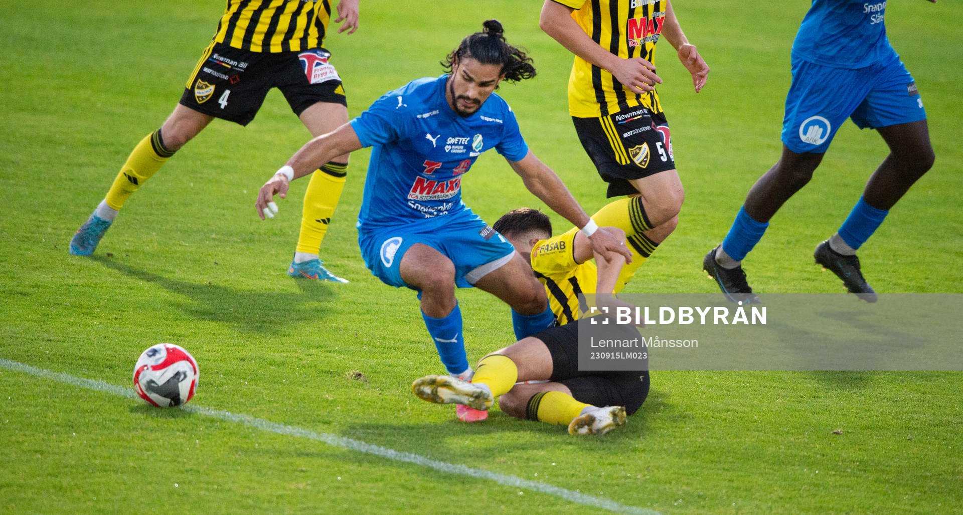 Nosabys Ameer Naseer Naji Naji i matchen i division 2 mellan IFK Hässleholm och Nosaby IF i Hässleholm 15 september 2023.
