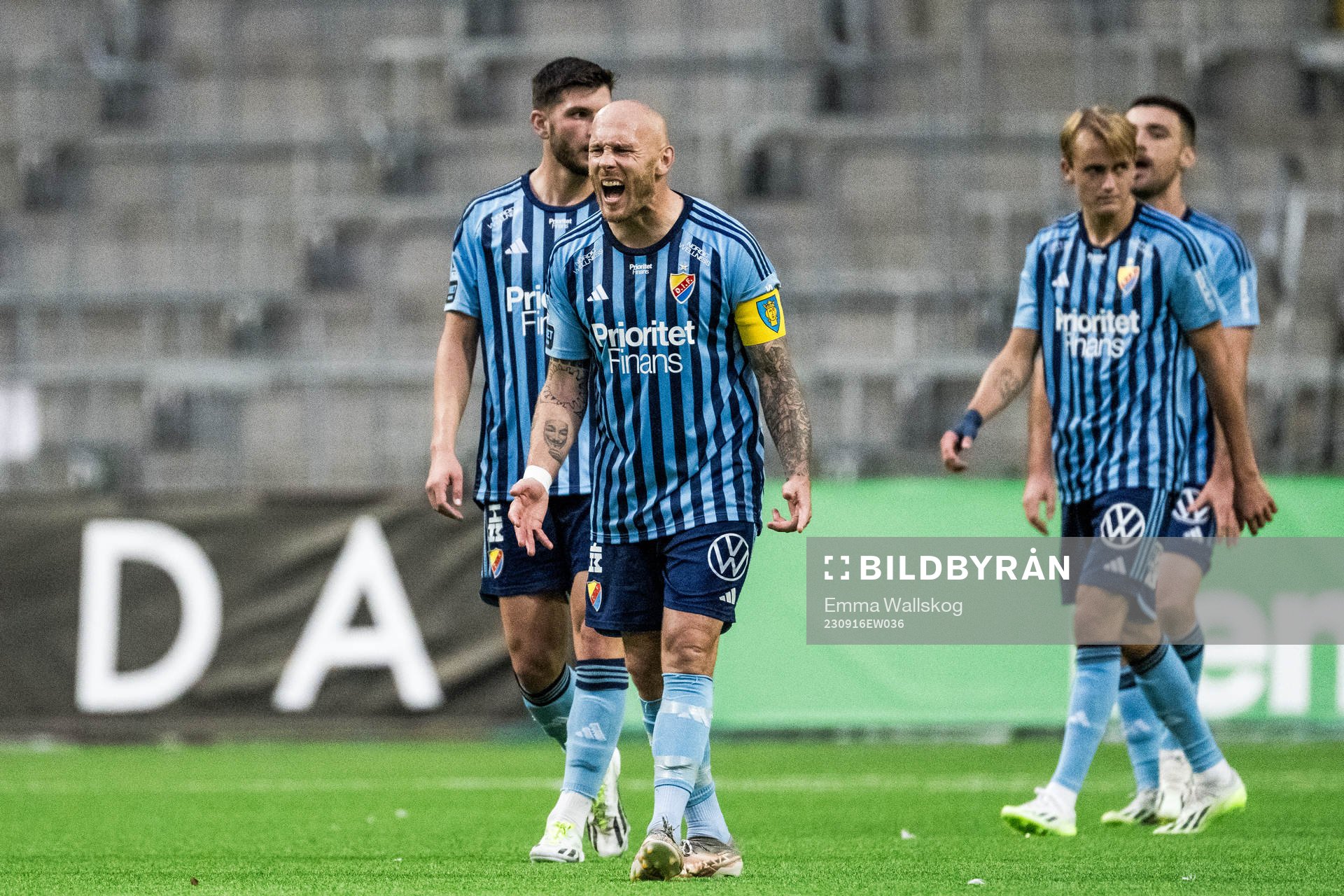 Djurgårdens Magnus Eriksson reagerar efter 1-2 under fotbollsmatchen i Allsvenskan mellan Djurgården och Värnamo den 16 september 2023 i Stockholm.