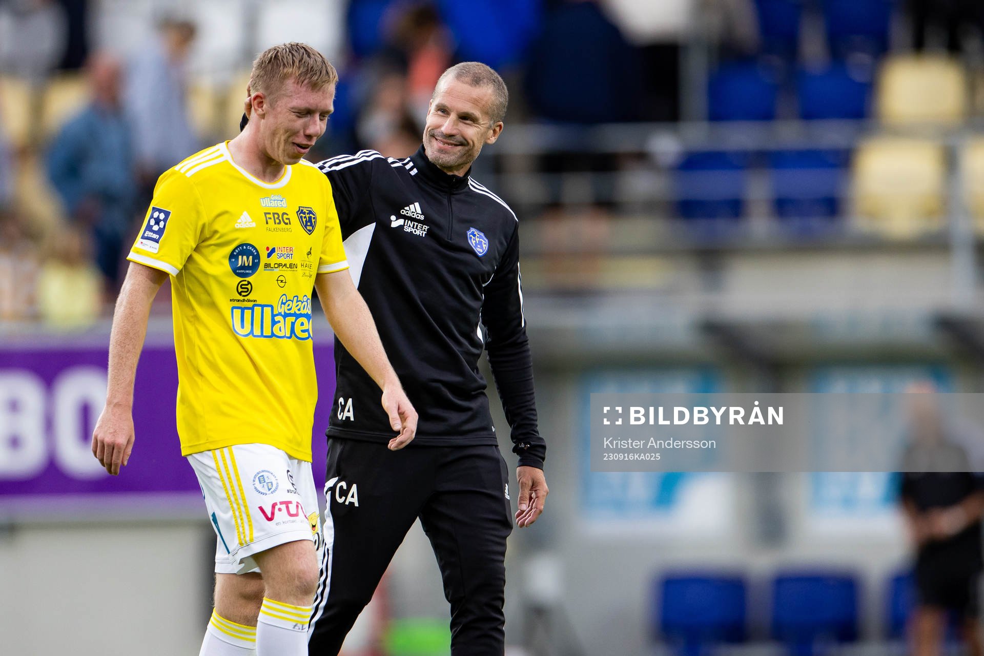 Falkenbergs Lucas Sibelius och tränare Christoffer