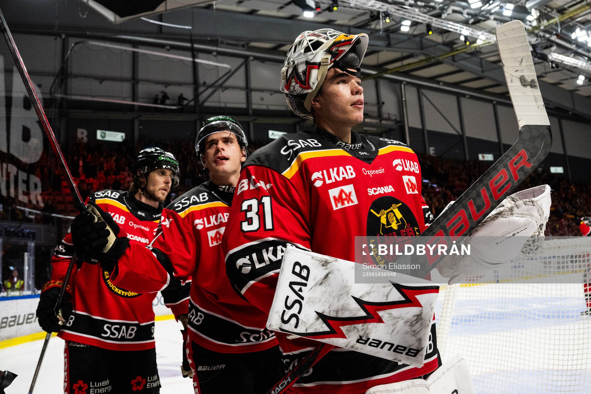 Luleås målvakt Matteus Ward jublar