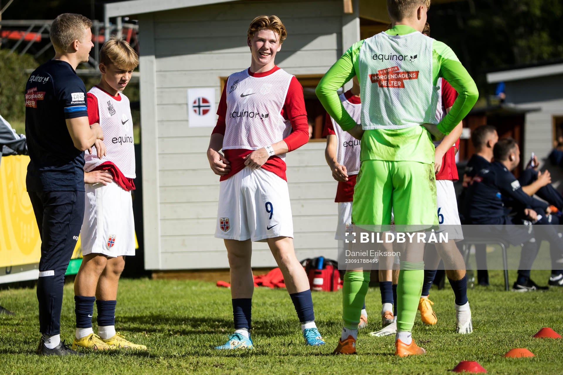 Norges Richard Alexander Ferrington under träningningslandskampen i fotboll mellan Sverige och Norge den 17 september 2023 i Falun.