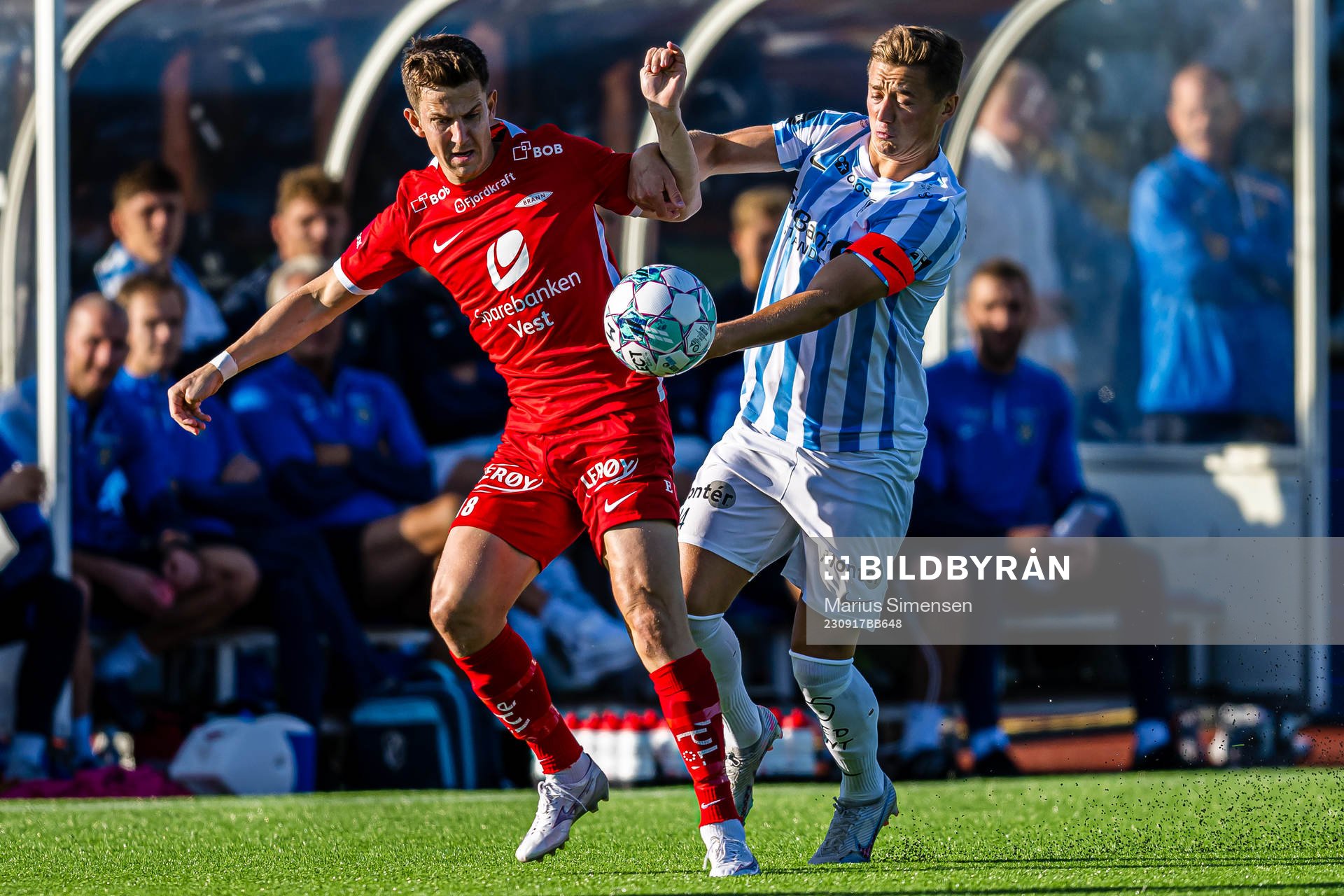 Sander Kartum of Brann and Fredrik Krogstad of Stabæk