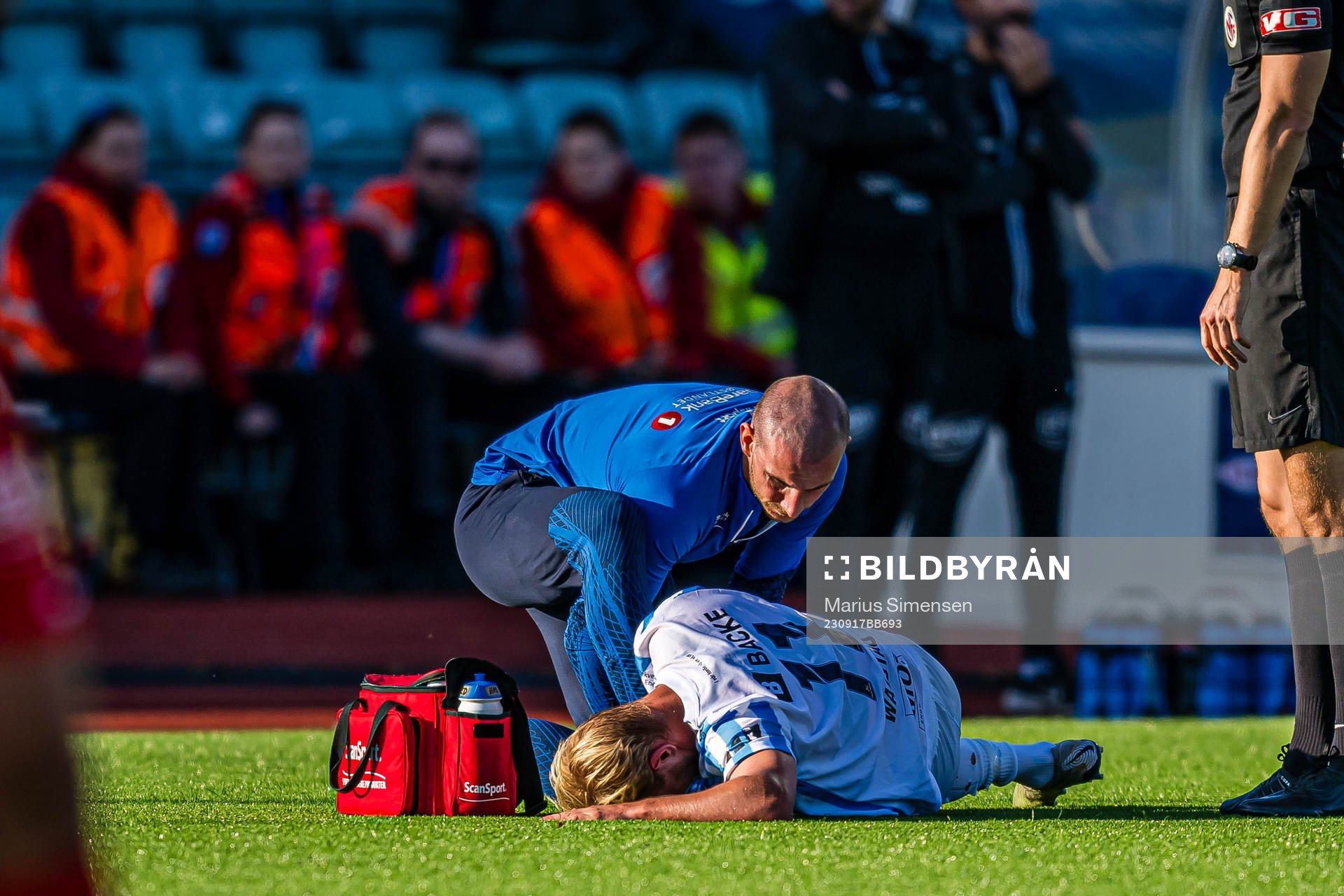 Nikolas Walstad of Stabæk with an injury