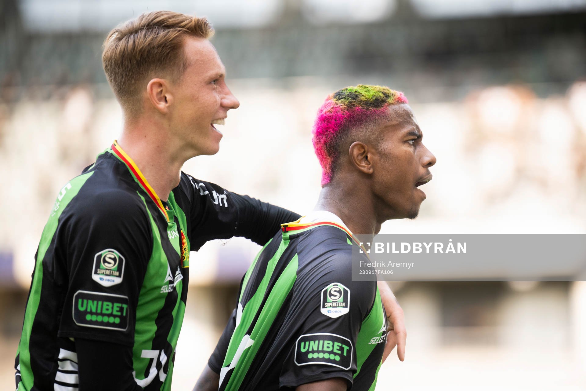 GAIS Julius Lindberg och målskytt Chovanie Shakur