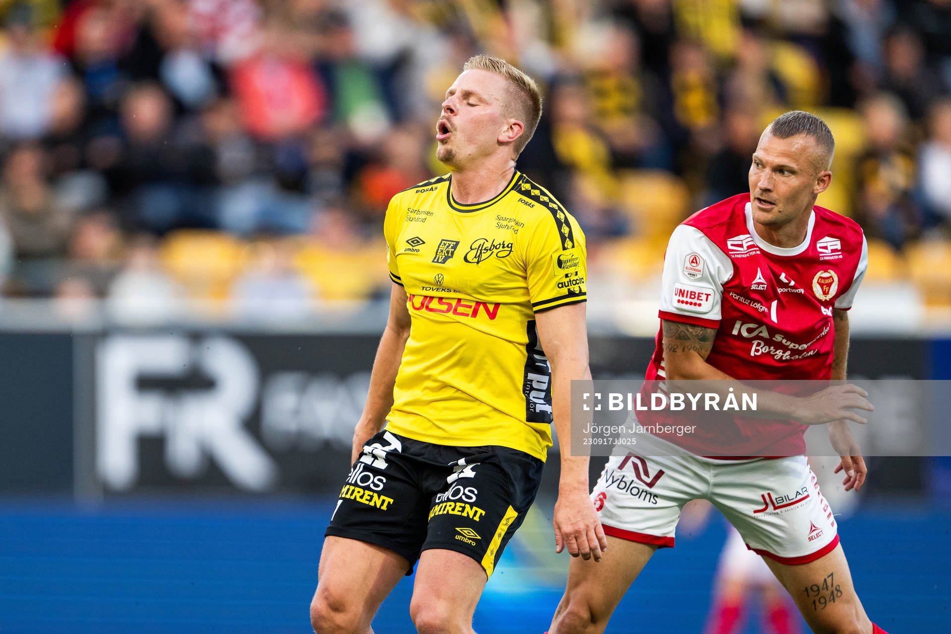 Elfsborgs Per Frick deppar framför Kalmars Rasmus Sjöstedt
