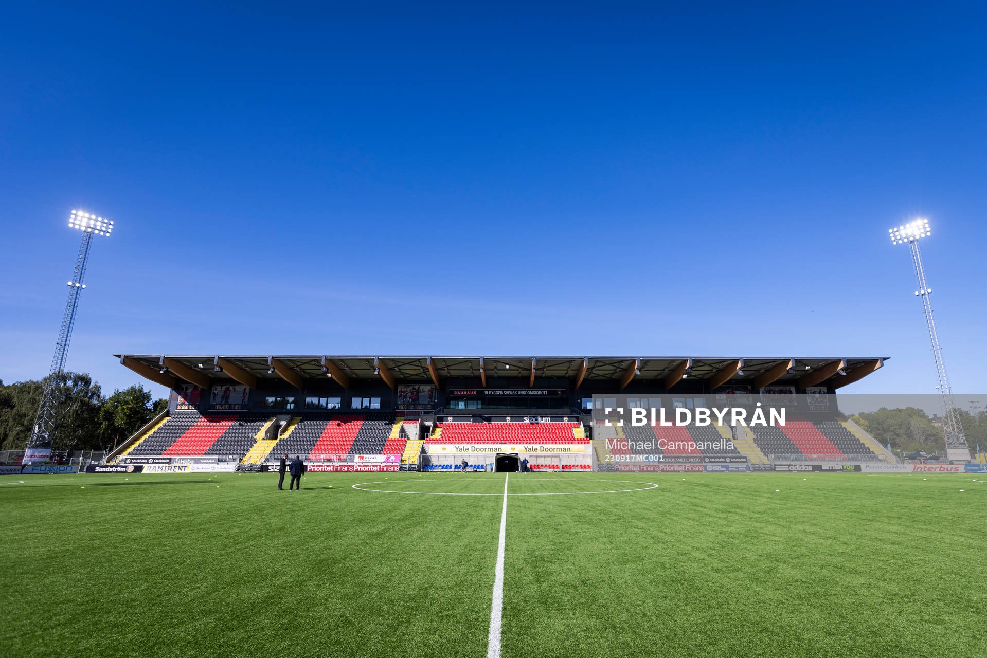 Generell vy på Grimsta IP innan fotbollsmatchen i