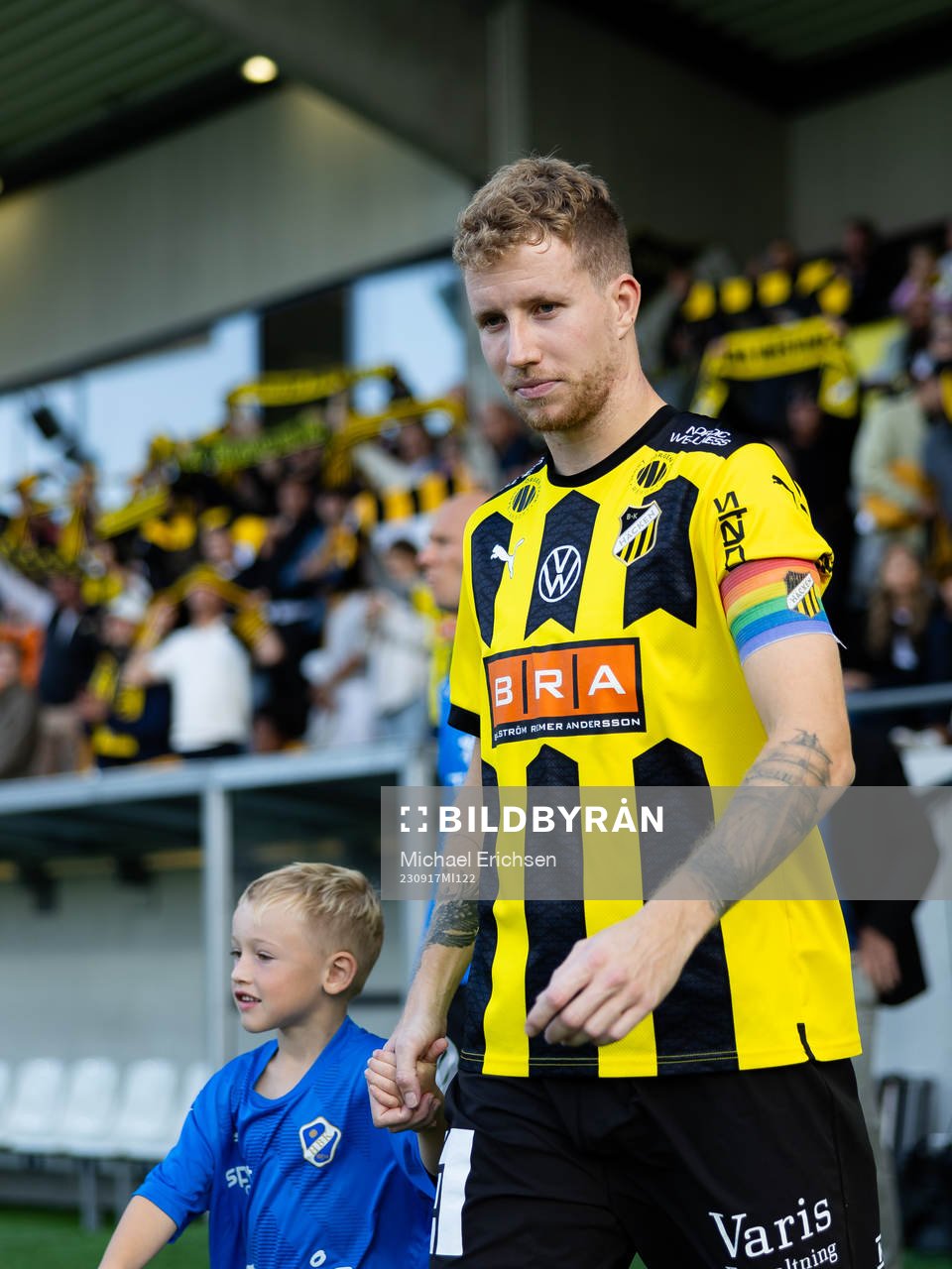 Häckens Samuel Gustafson innan fotbollsmatchen i