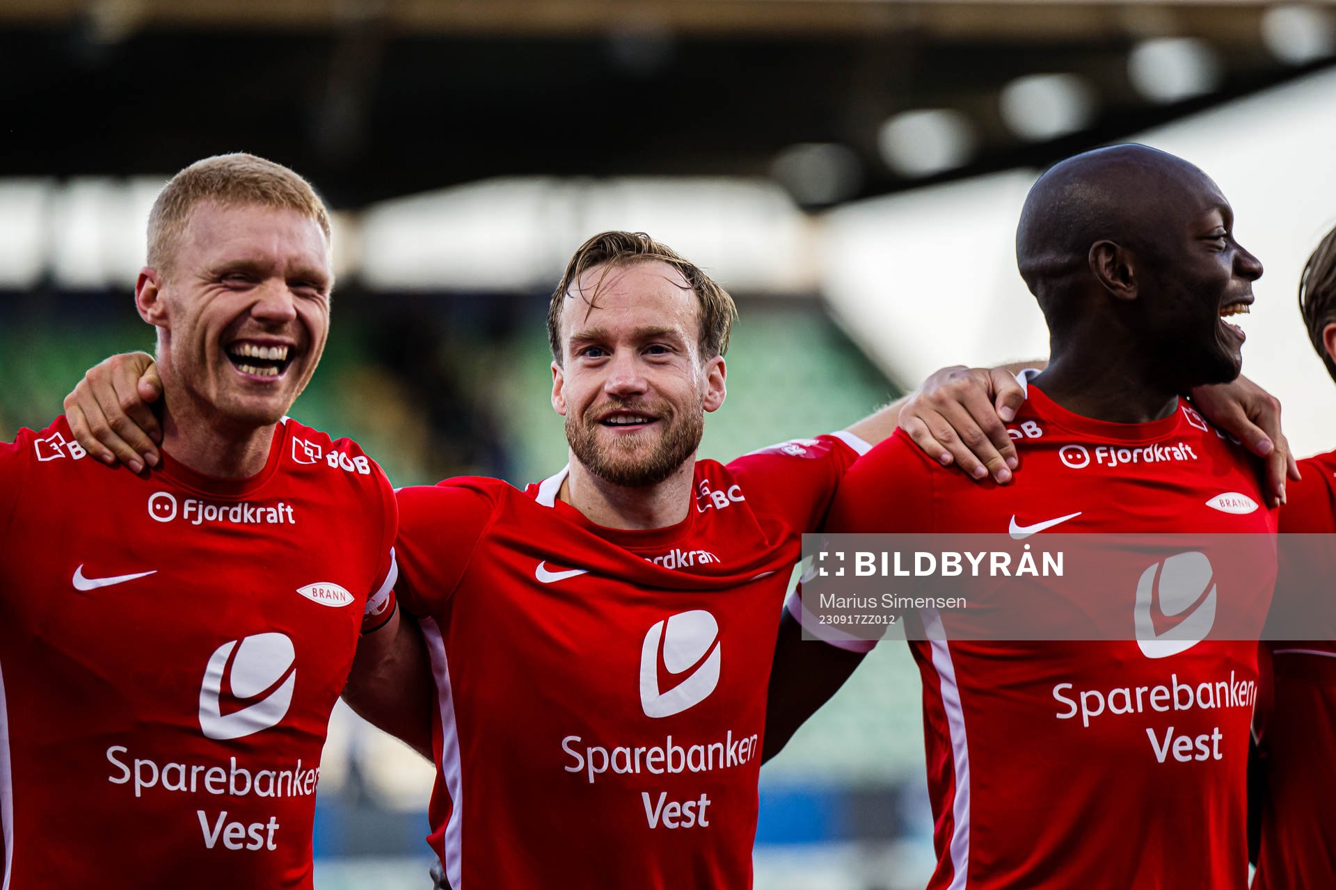 Sivert Heltne Nilsen, Bård Finne and Monga Simba of Brann