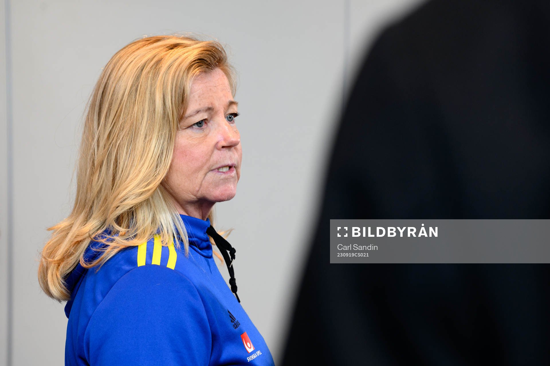 Team Manager Marika Domanski Lyfors is being interviewed