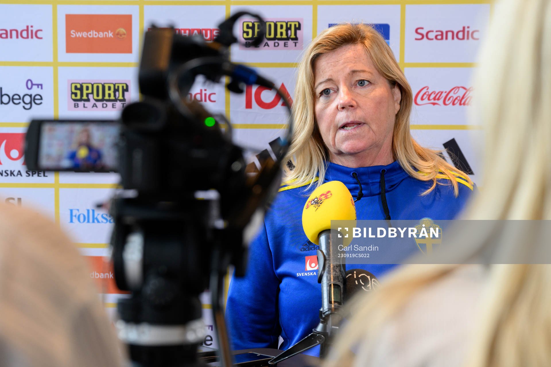 Team Manager Marika Domanski Lyfors is being interviewed